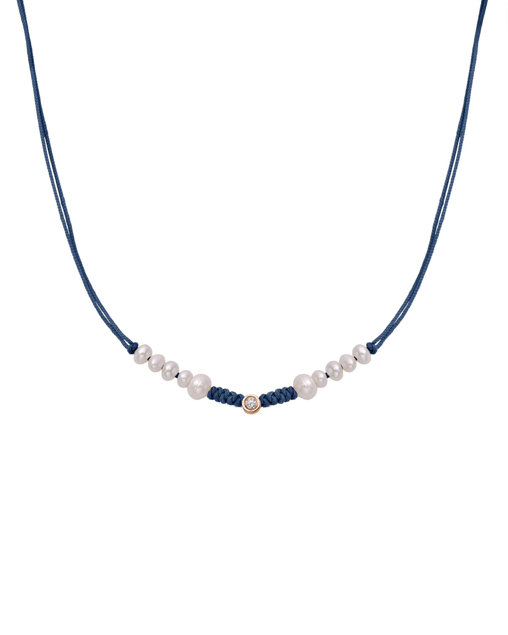Ten Natural Pearl String of Love Necklace - 14K Rose Gold Necklaces 14K Solid Gold Indigo Medium: 0.04ct 