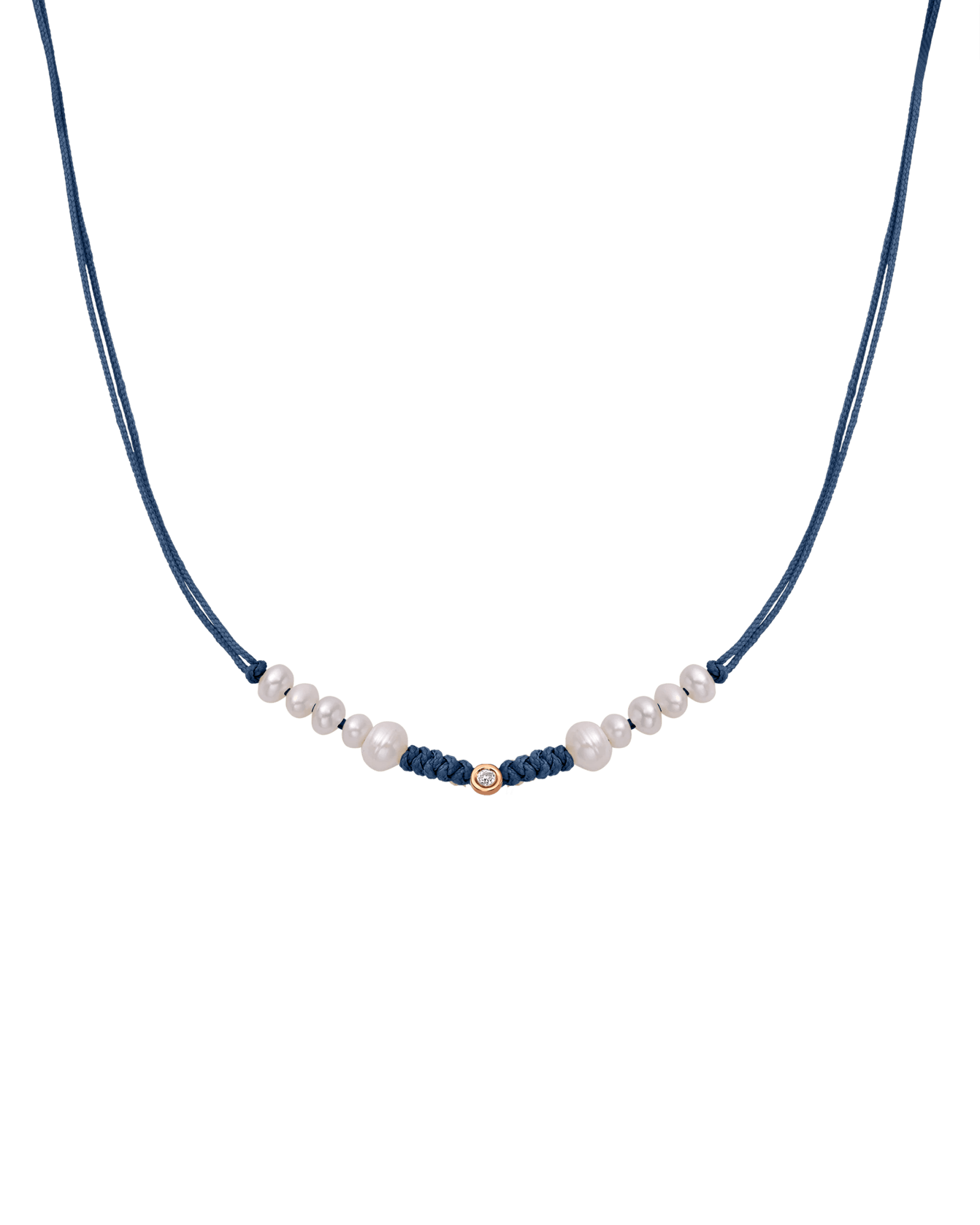 Ten Natural Pearl String of Love Necklace - 14K Rose Gold Necklaces 14K Solid Gold Indigo Small: 0.03ct 