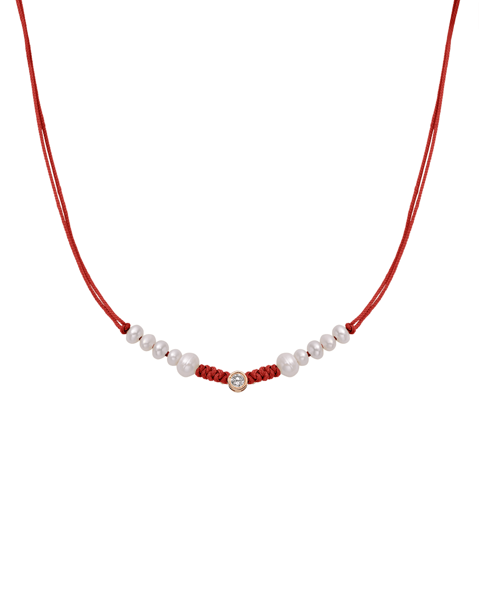 Ten Natural Pearl String of Love Necklace - 14K Rose Gold Necklaces 14K Solid Gold Red Large: 0.1ct 