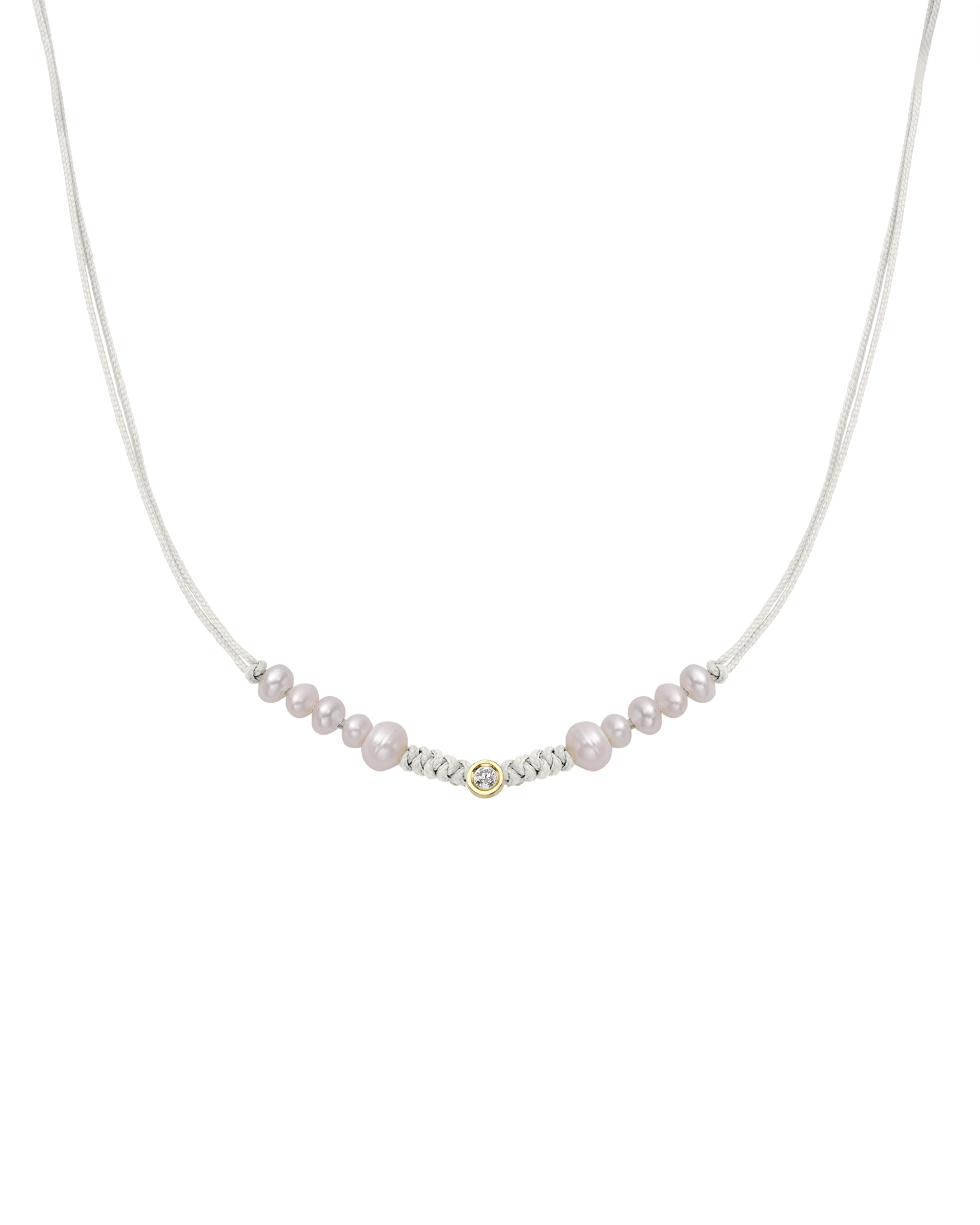 Ten Natural Pearl String of Love Necklace - 14K Yellow Gold Necklaces 14K Solid Gold Pearl Medium: 0.04ct 