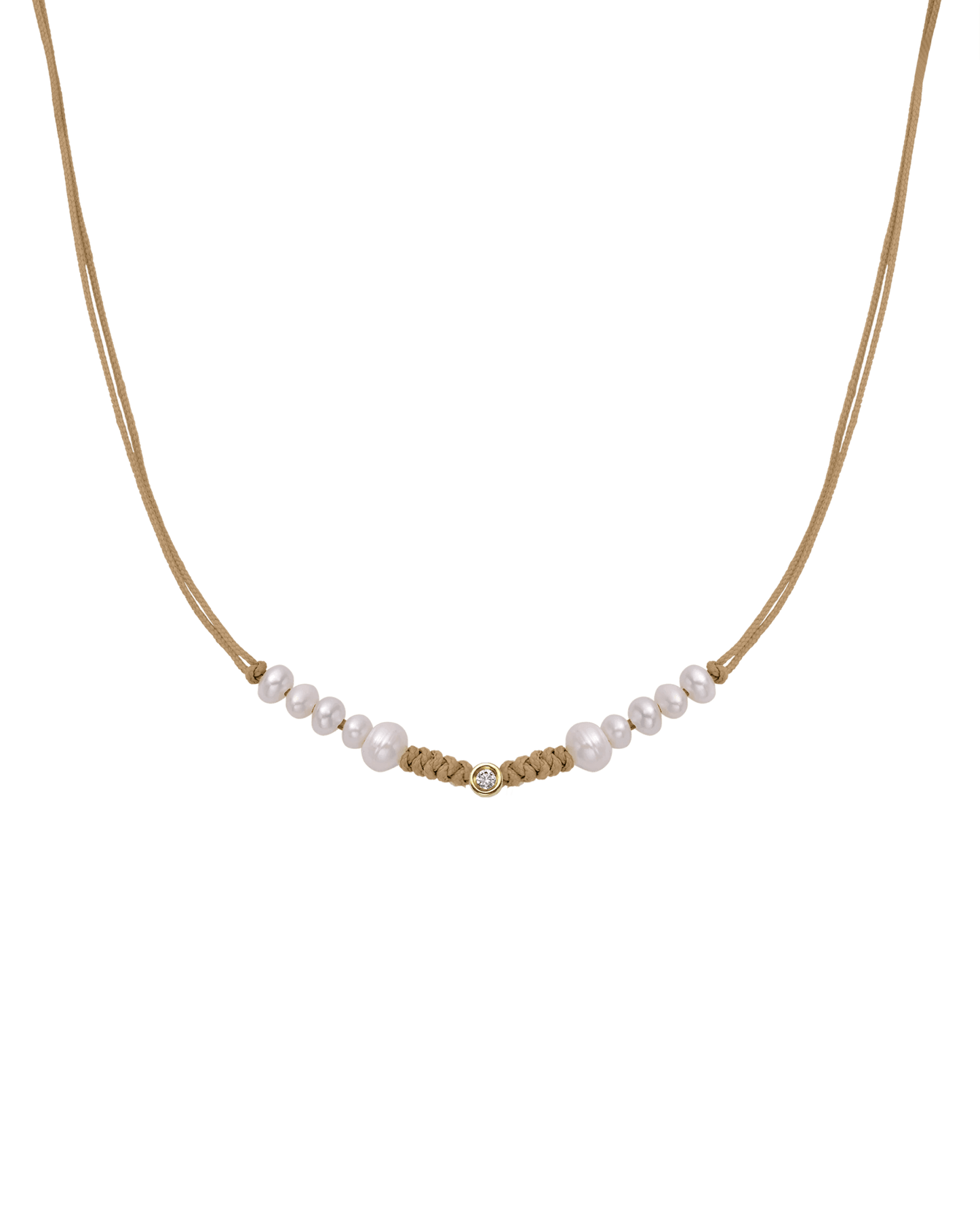 Ten Natural Pearl String of Love Necklace - 14K Yellow Gold Necklaces 14K Solid Gold Camel Small: 0.03ct 