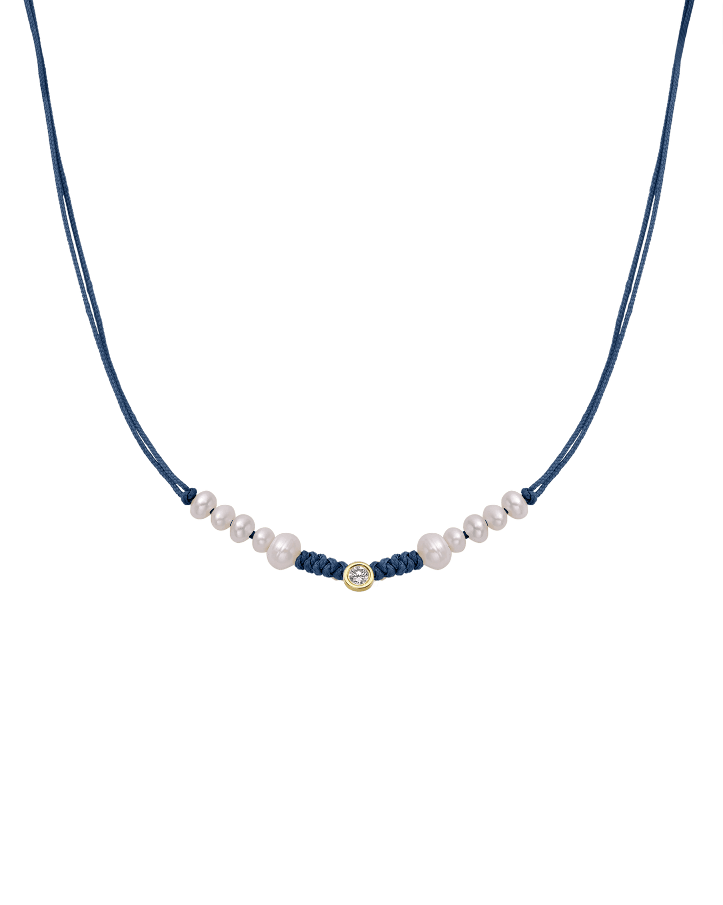 Ten Natural Pearl String of Love Necklace - 14K Yellow Gold Necklaces 14K Solid Gold Indigo Large: 0.1ct 