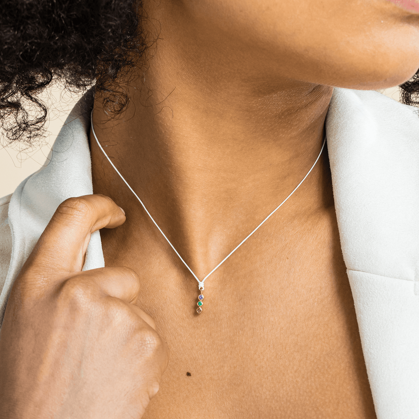 The Birthstones Bar Necklace - 14K White Gold Necklaces 14K Solid Gold 