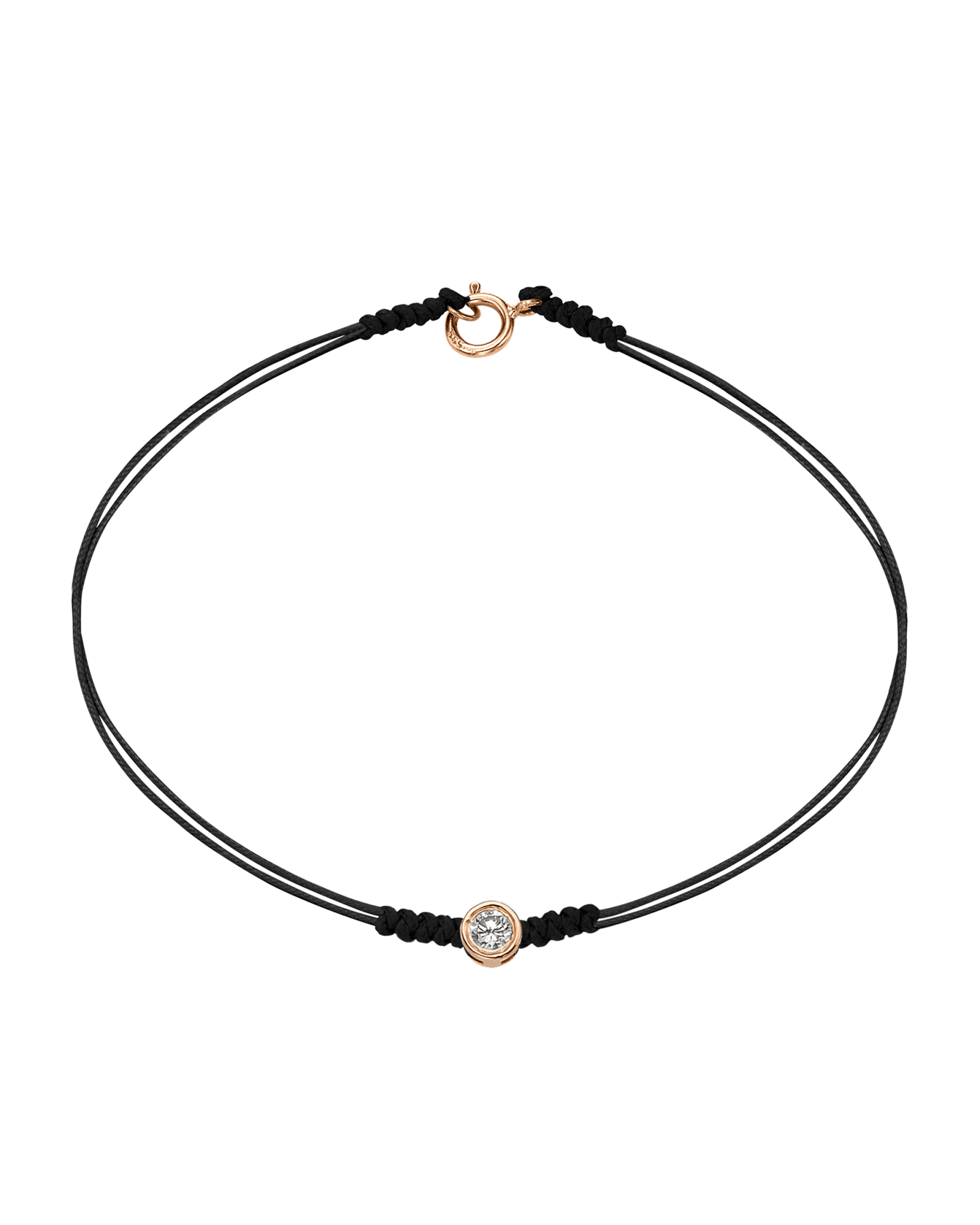 The Classic String of Love with clasp - 14K Rose Gold Bracelets 14K Solid Gold Black Large: 0.1ct Small - 6 Inches (15.5cm)