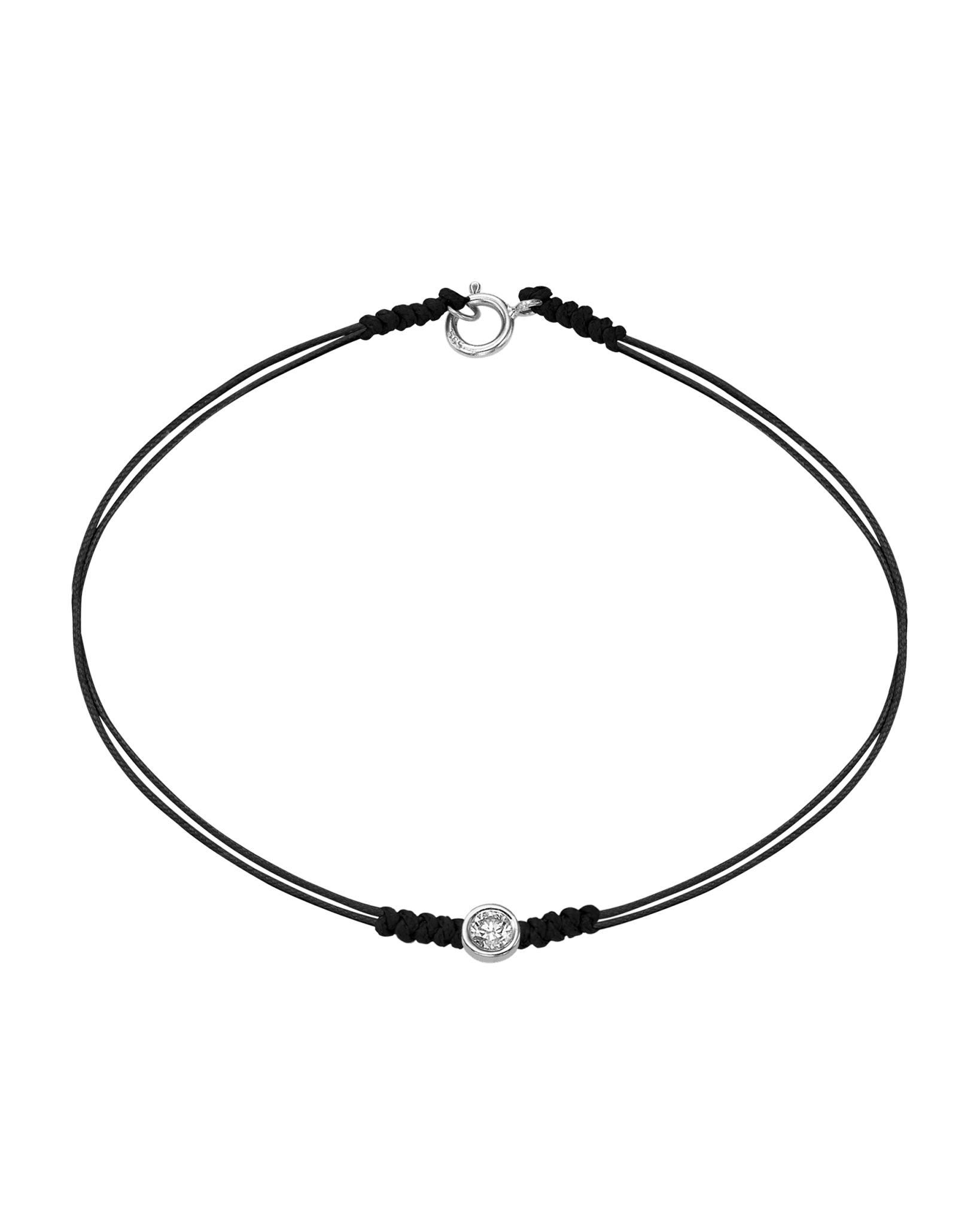 The Classic String of Love with clasp - 14K White Gold Bracelets 14K Solid Gold Black Large: 0.1ct Small - 6 Inches (15.5cm)