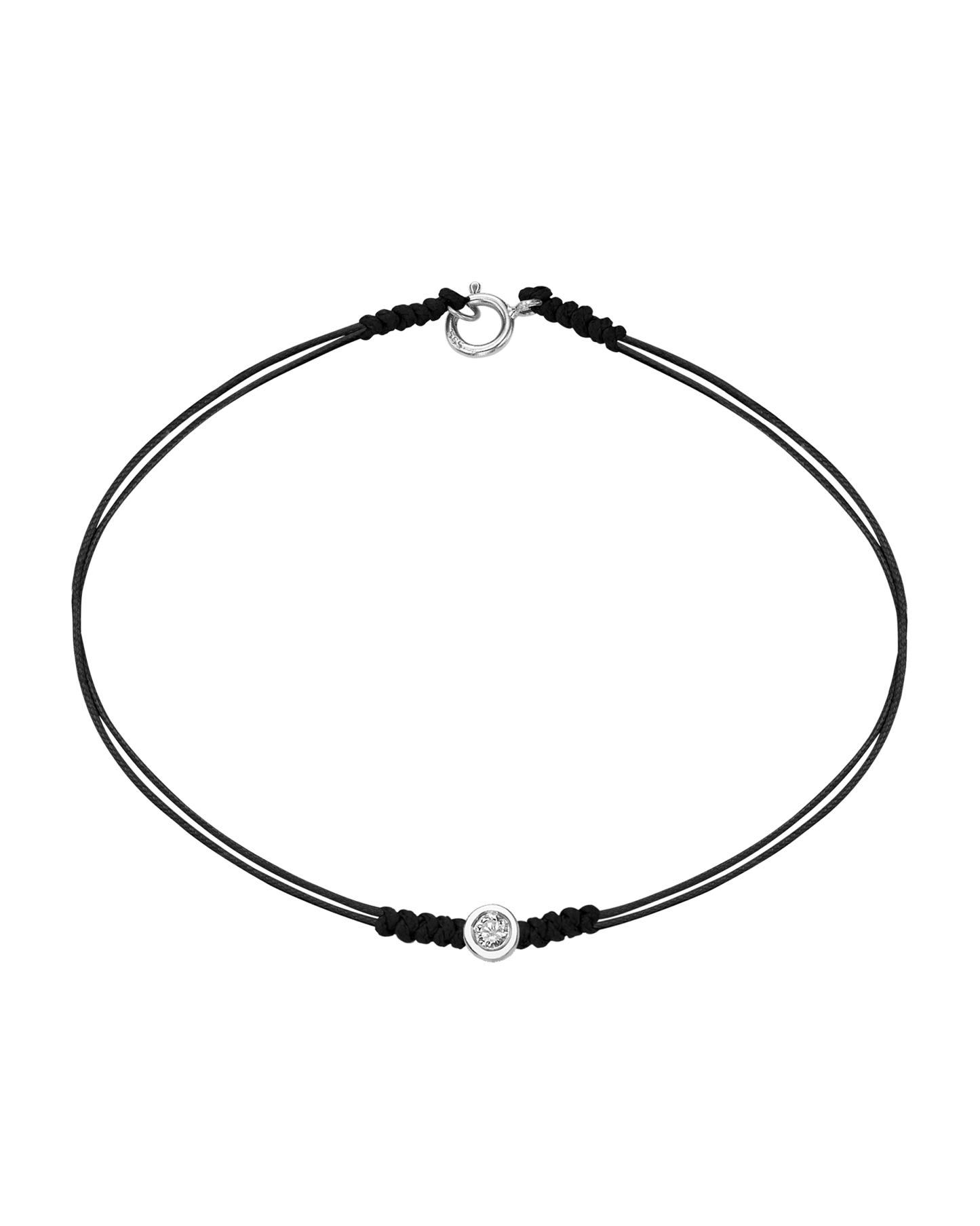 The Classic String of Love with clasp - 14K White Gold Bracelets 14K Solid Gold Black Medium: 0.04ct Small - 6 Inches (15.5cm)