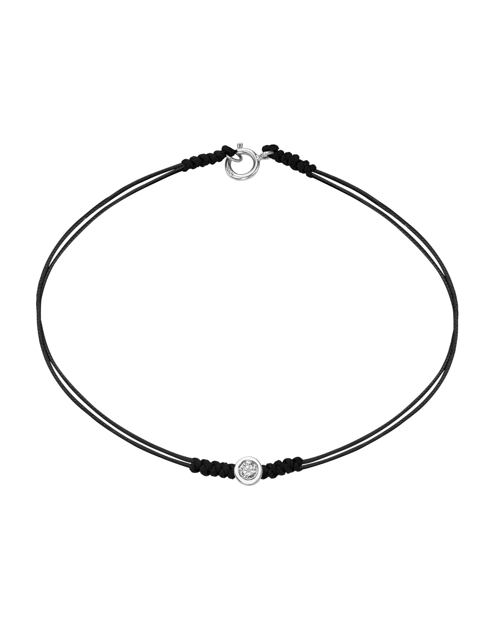 The Classic String of Love with clasp - 14K White Gold Bracelets 14K Solid Gold Black Medium: 0.04ct Small - 6 Inches (15.5cm)