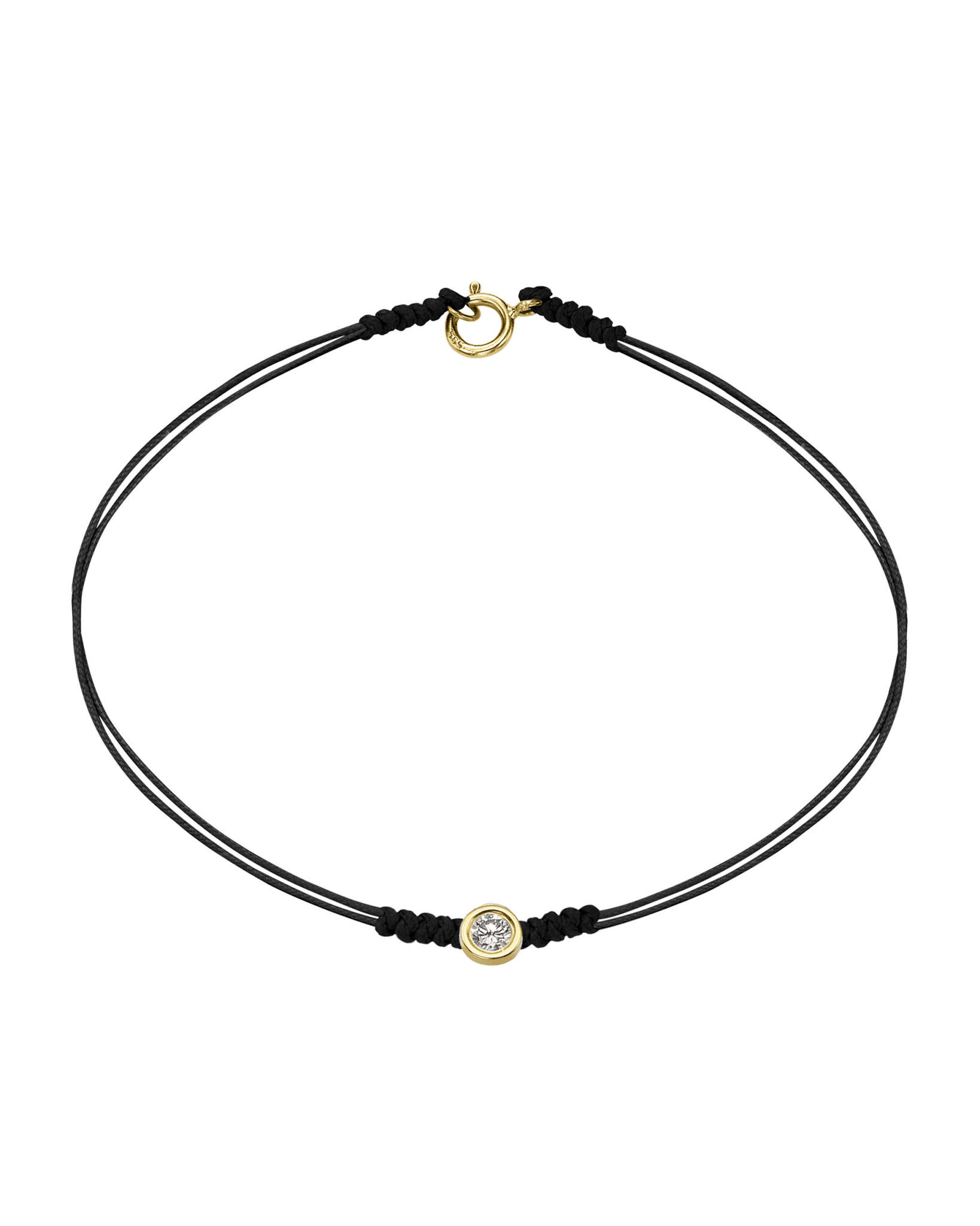 The Classic String of Love with clasp - 14K Yellow Gold Bracelets 14K Solid Gold Black Large: 0.1ct Small - 6 Inches (15.5cm)