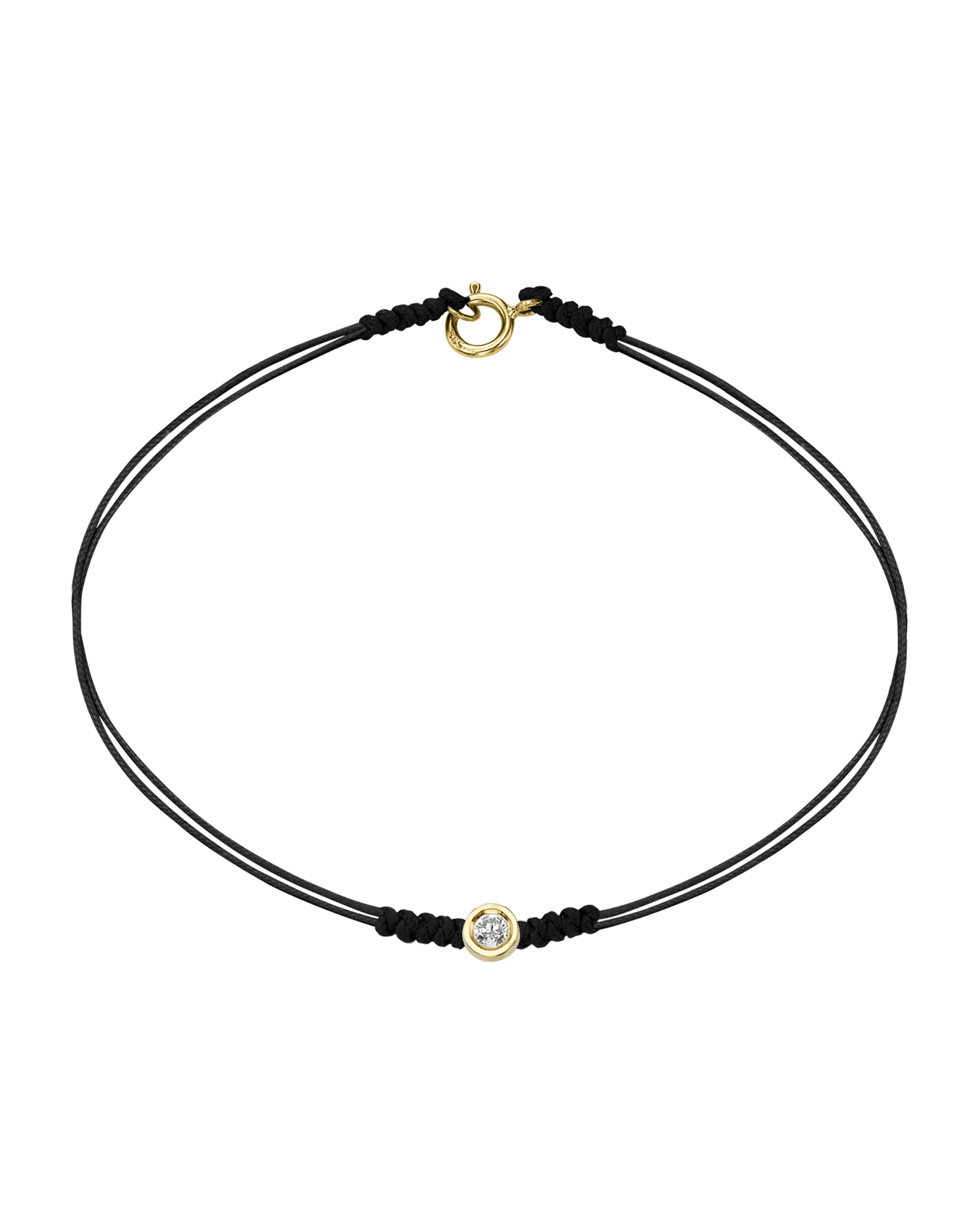The Classic String of Love with clasp - 14K Yellow Gold Bracelets 14K Solid Gold Black Medium: 0.04ct Small - 6 Inches (15.5cm)
