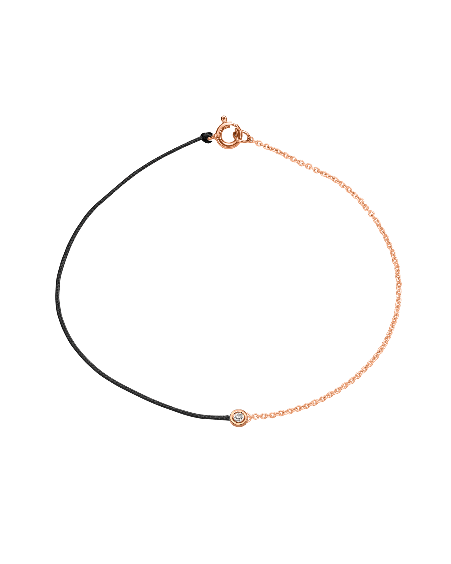 The Half Chain String of Love - 14K Rose Gold Bracelet 14K Solid Gold Black Small: 0.03ct Large 7 Inches