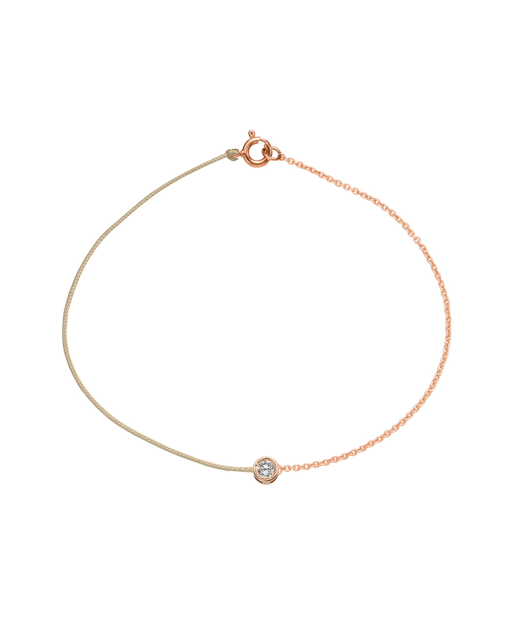 The Half Chain String of Love - 14K Rose Gold Bracelet 14K Solid Gold Beige Large: 0.1ct Large 7 Inches
