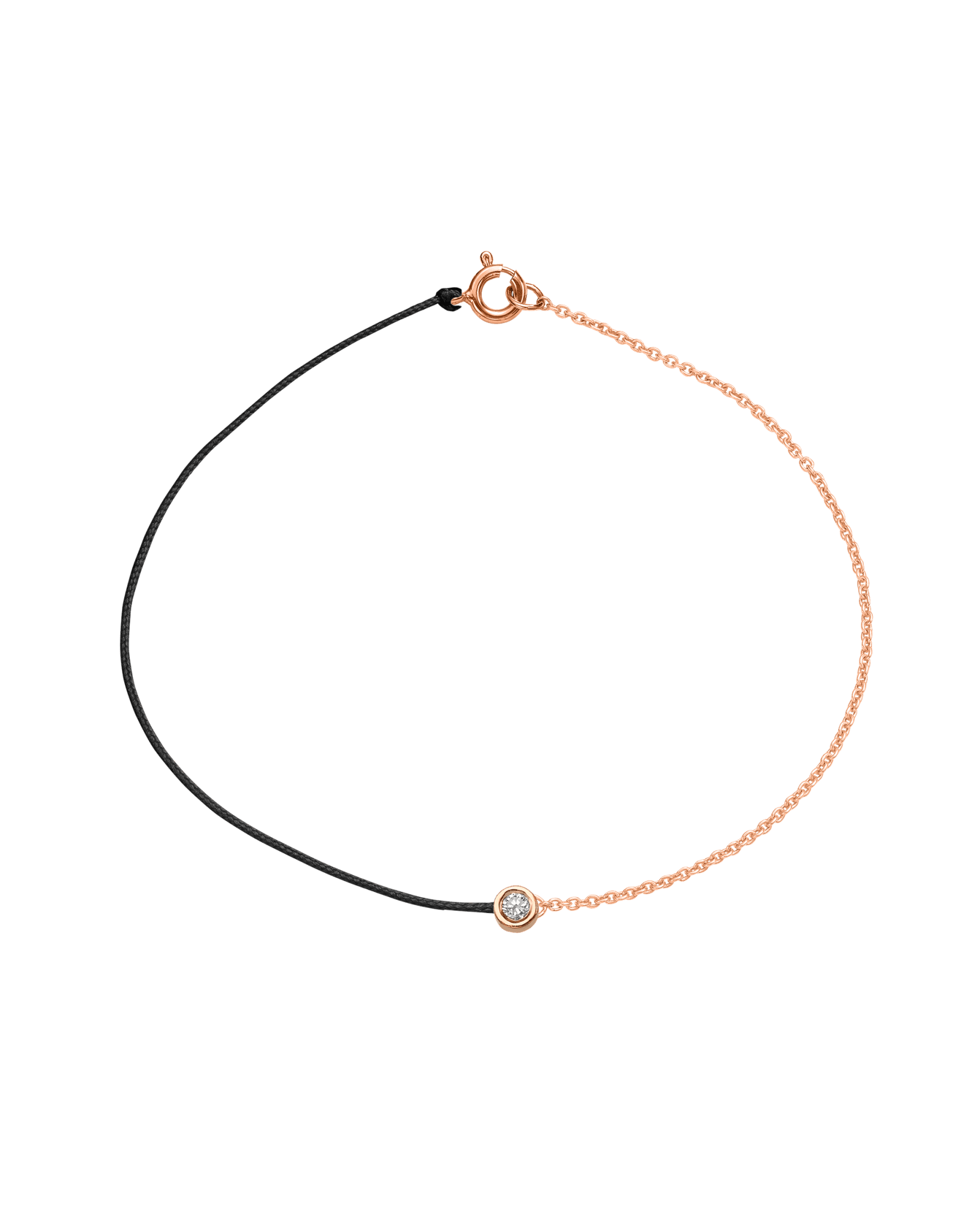 The Half Chain String of Love - 14K Rose Gold Bracelet 14K Solid Gold Black Medium: 0.04ct Large 7 Inches