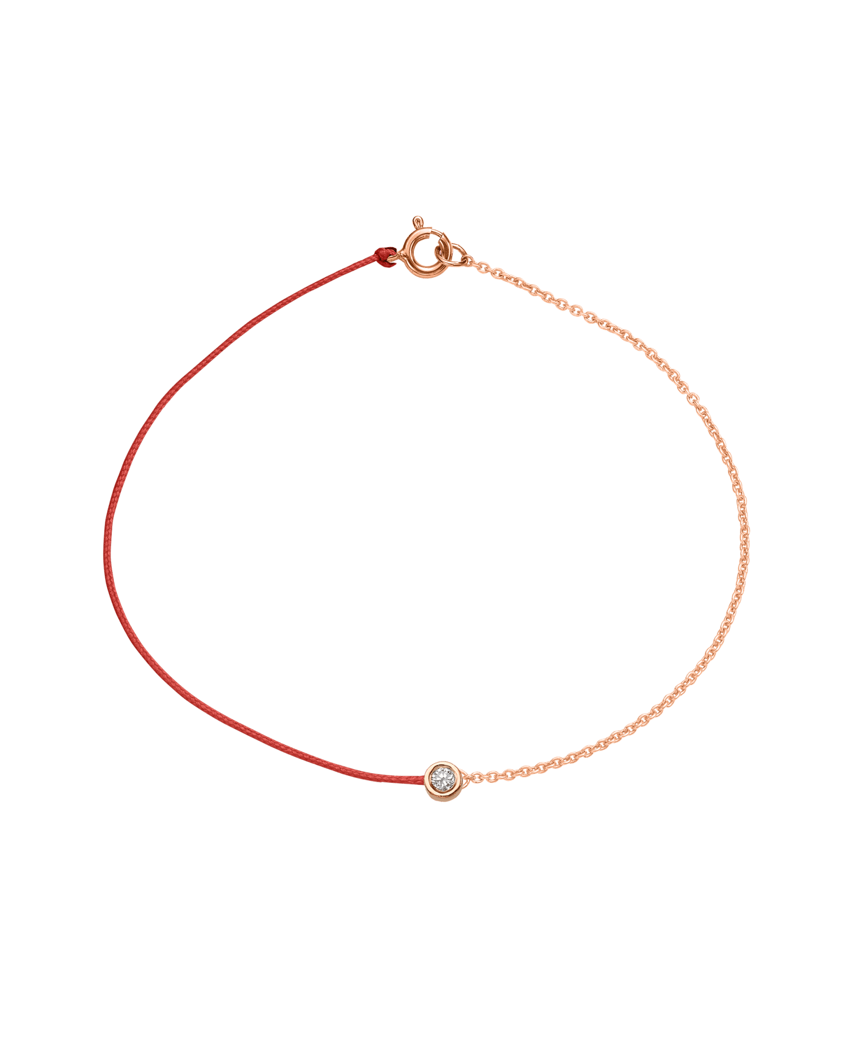 The Half Chain String of Love - 14K Rose Gold Bracelet 14K Solid Gold Red Medium: 0.04ct Large 7 Inches
