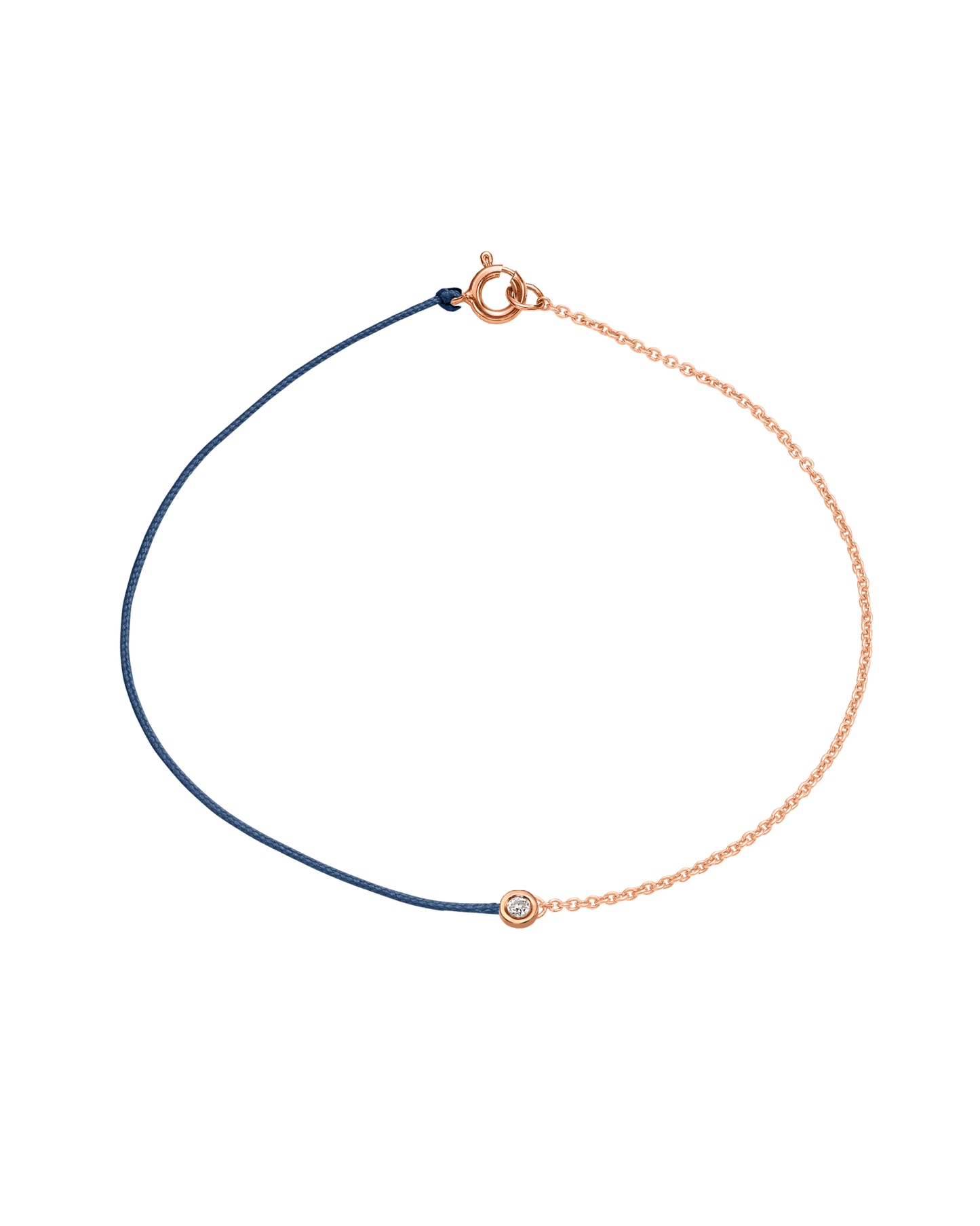 The Half Chain String of Love - 14K Rose Gold Bracelet 14K Solid Gold Indigo Small: 0.03ct Large 7 Inches