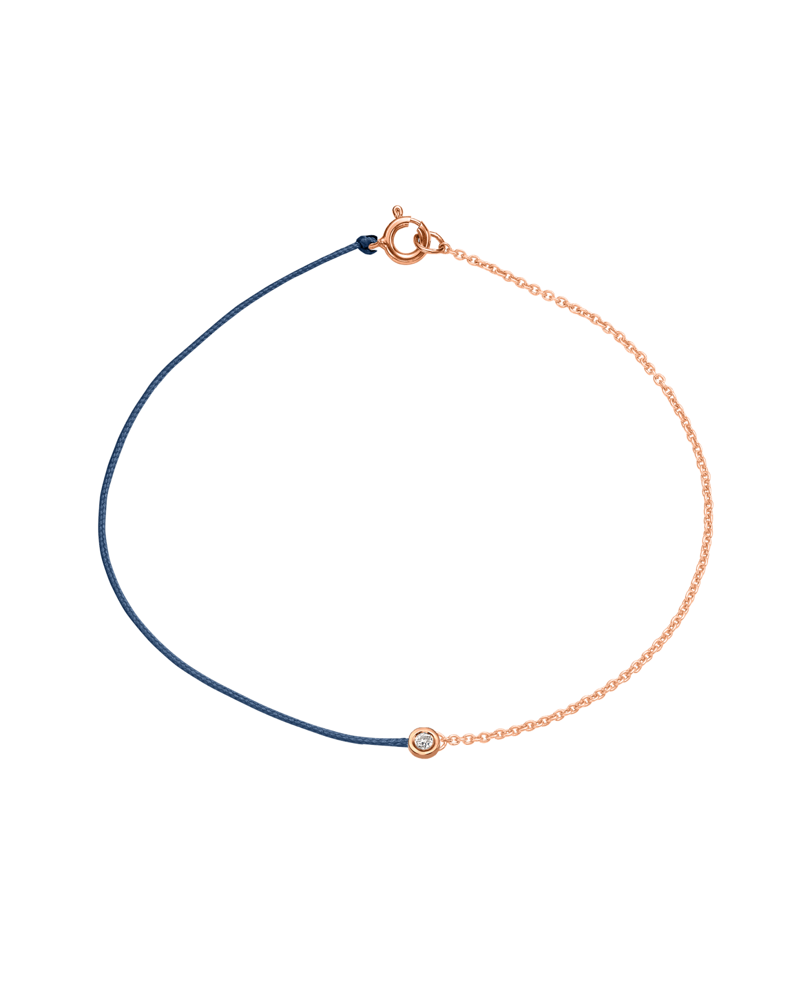 The Half Chain String of Love - 14K Rose Gold Bracelet 14K Solid Gold Indigo Small: 0.03ct Large 7 Inches