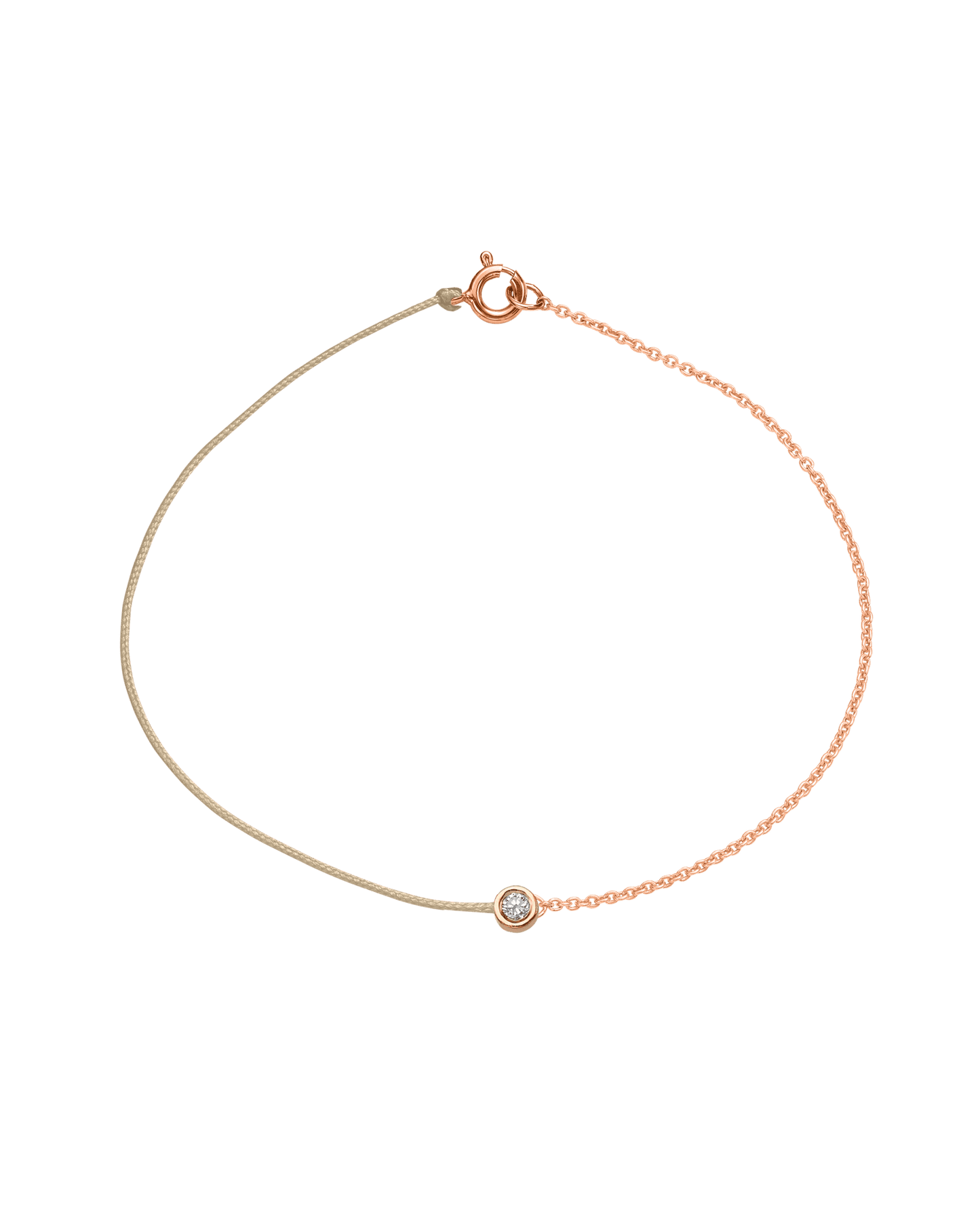 The Half Chain String of Love - 14K Rose Gold Bracelet 14K Solid Gold Beige Medium: 0.04ct Large 7 Inches