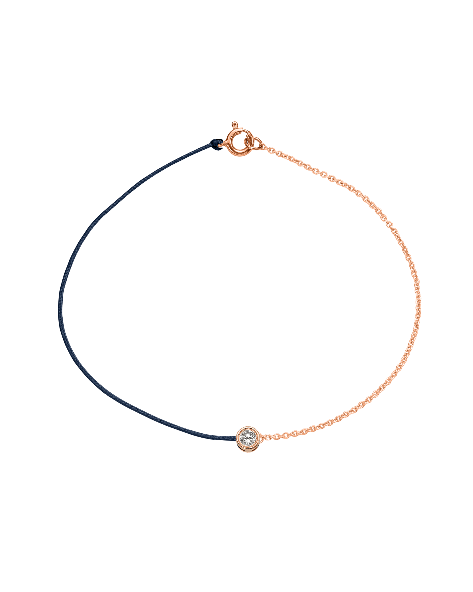 The Half Chain String of Love - 14K Rose Gold Bracelet 14K Solid Gold Navy Blue Large: 0.1ct Large 7 Inches