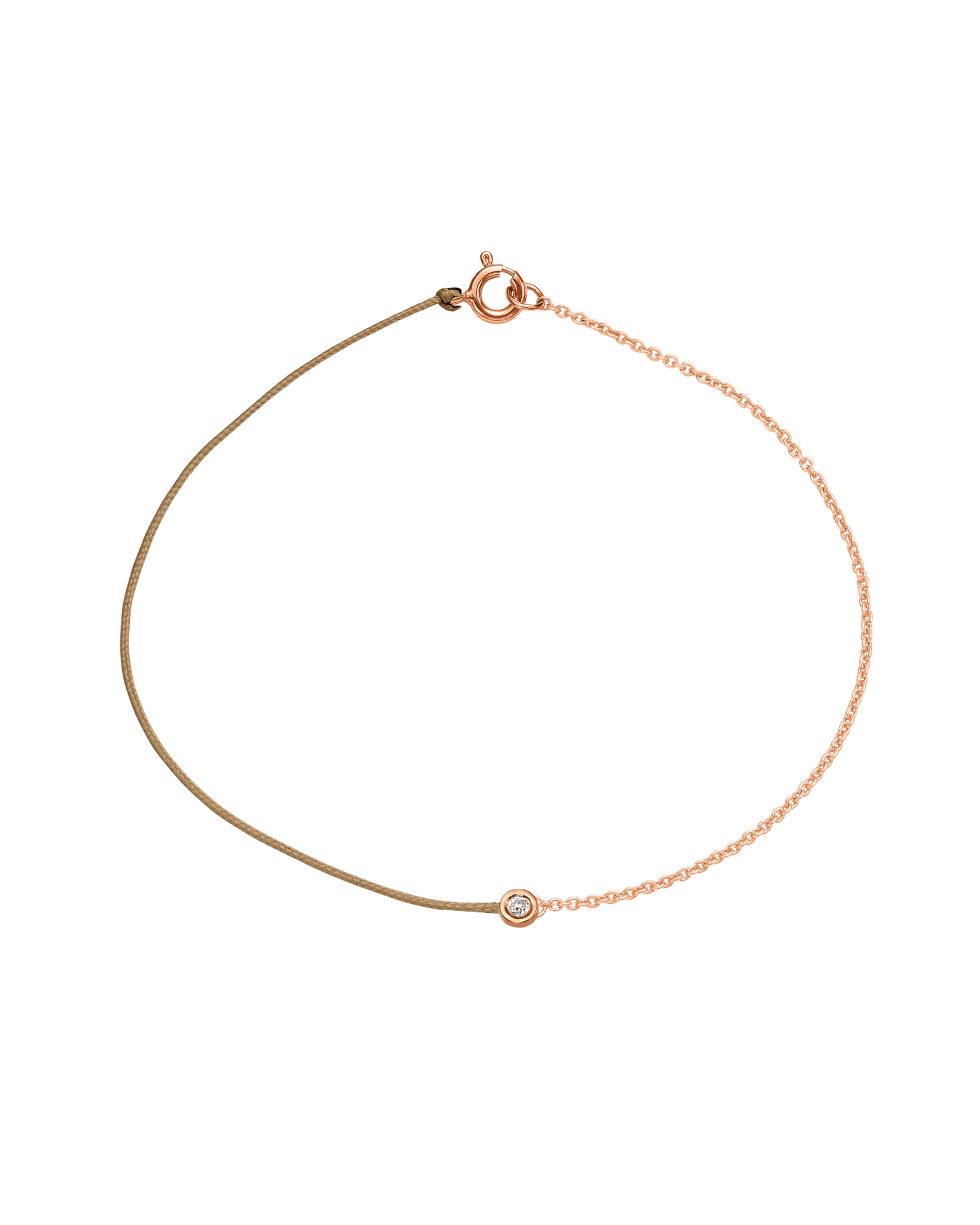 The Half Chain String of Love - 14K Rose Gold Bracelet 14K Solid Gold Camel Small: 0.03ct Large 7 Inches