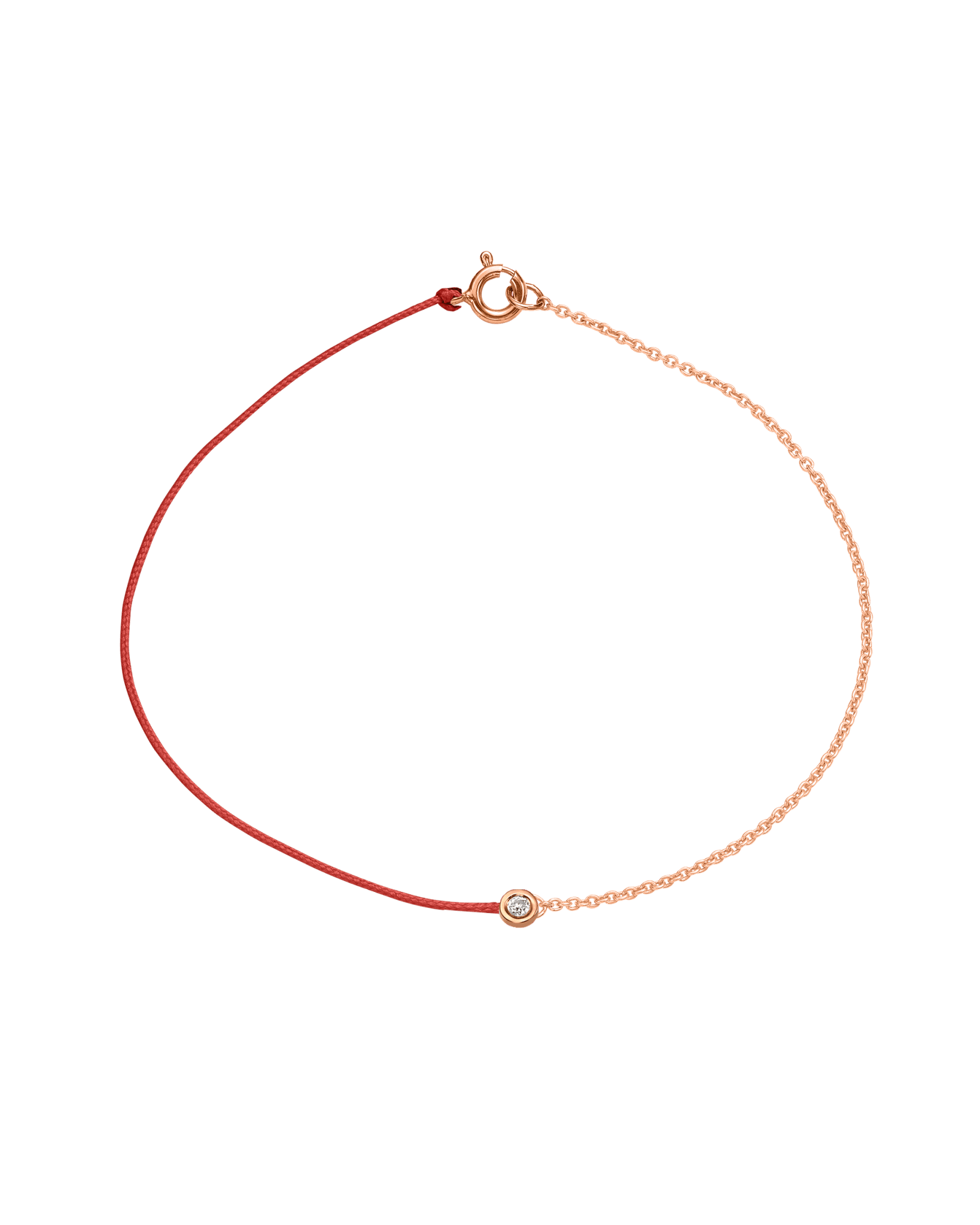 The Half Chain String of Love - 14K Rose Gold Bracelet 14K Solid Gold Red Small: 0.03ct Large 7 Inches