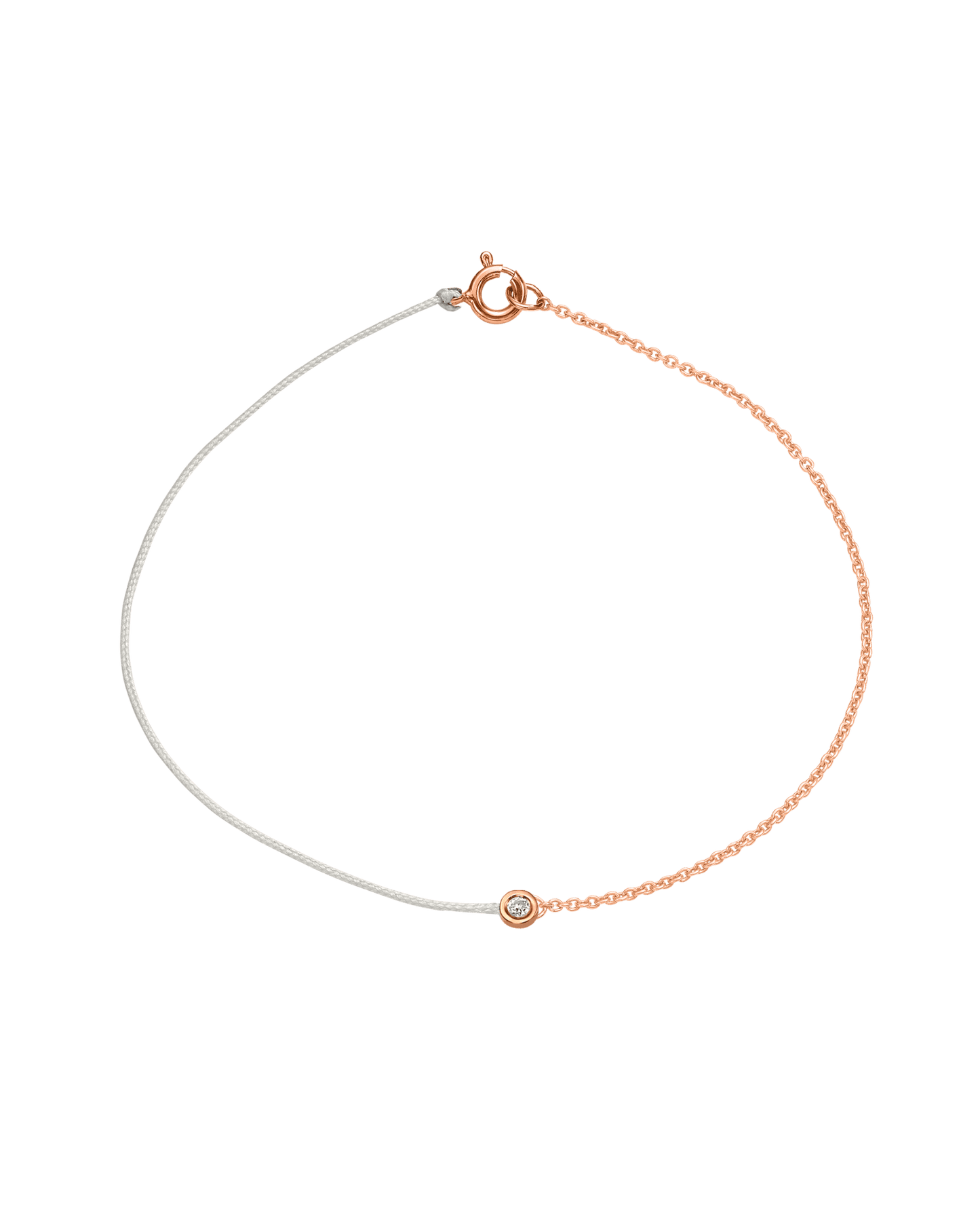 The Half Chain String of Love - 14K Rose Gold Bracelet 14K Solid Gold Pearl Small: 0.03ct Large 7 Inches