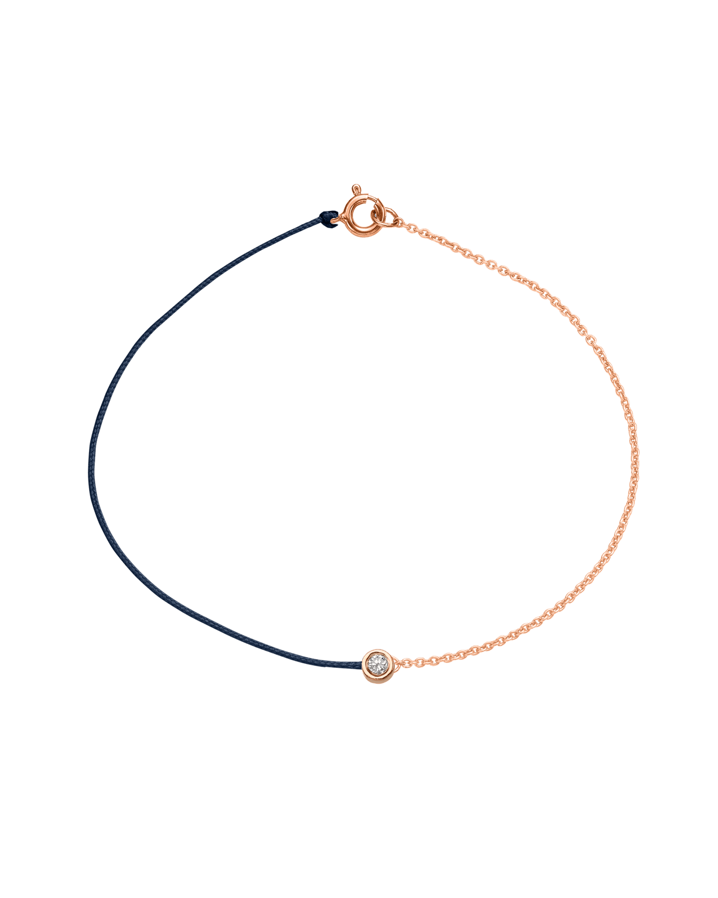 The Half Chain String of Love - 14K Rose Gold Bracelet 14K Solid Gold Navy Blue Medium: 0.04ct Large 7 Inches