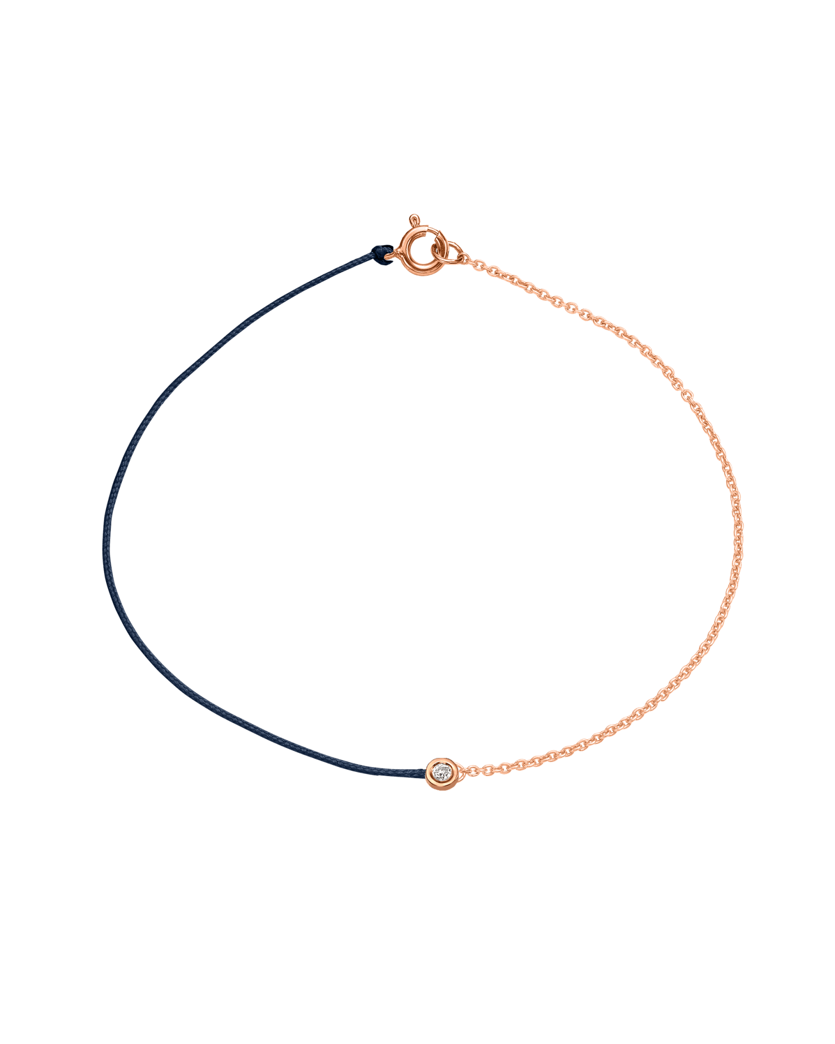The Half Chain String of Love - 14K Rose Gold Bracelet 14K Solid Gold Navy Blue Small: 0.03ct Large 7 Inches