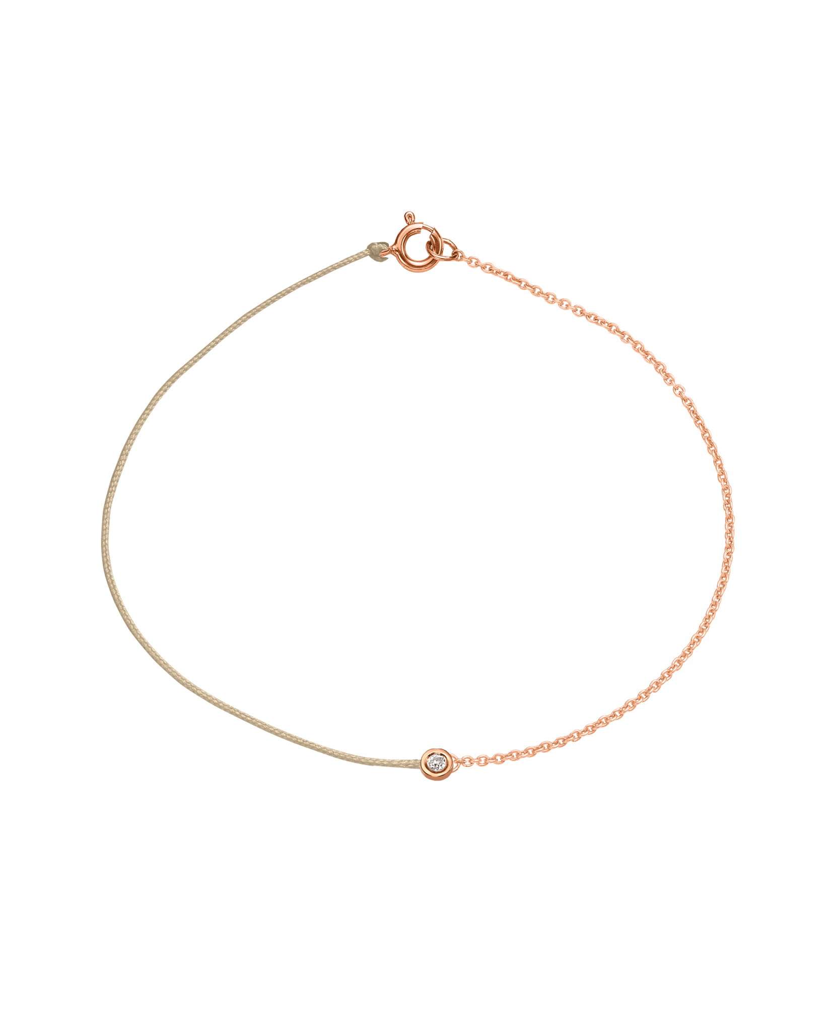 The Half Chain String of Love - 14K Rose Gold Bracelet 14K Solid Gold Beige Small: 0.03ct Large 7 Inches