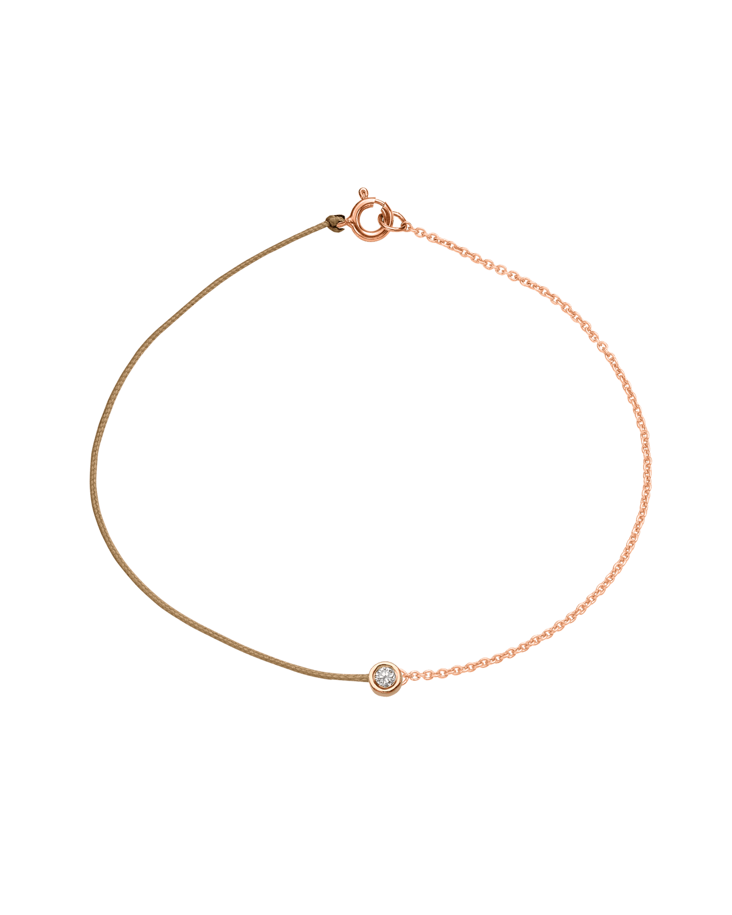 The Half Chain String of Love - 14K Rose Gold Bracelet 14K Solid Gold Camel Medium: 0.04ct Large 7 Inches