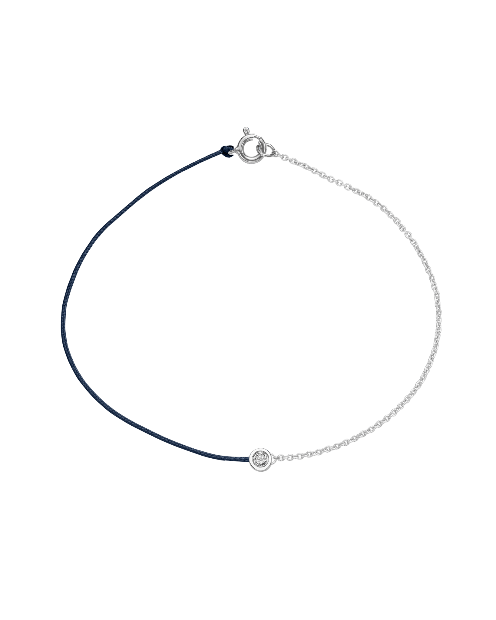 The Half Chain String of Love - 14K White Gold Bracelet 14K Solid Gold Navy Blue Medium: 0.04ct Small 6 Inches