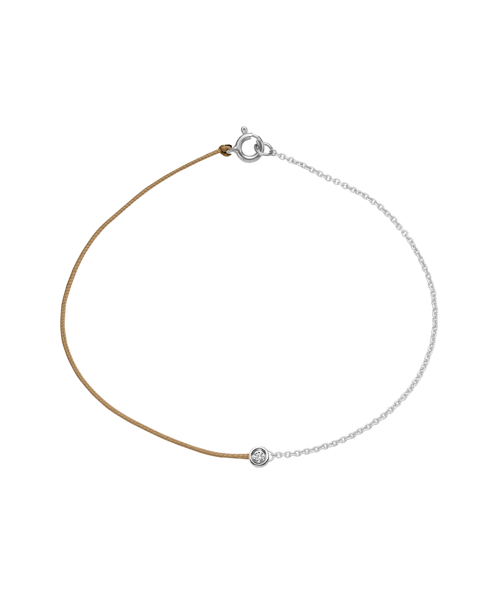 The Half Chain String of Love - 14K White Gold Bracelet 14K Solid Gold Camel Small: 0.03ct Small 6 Inches