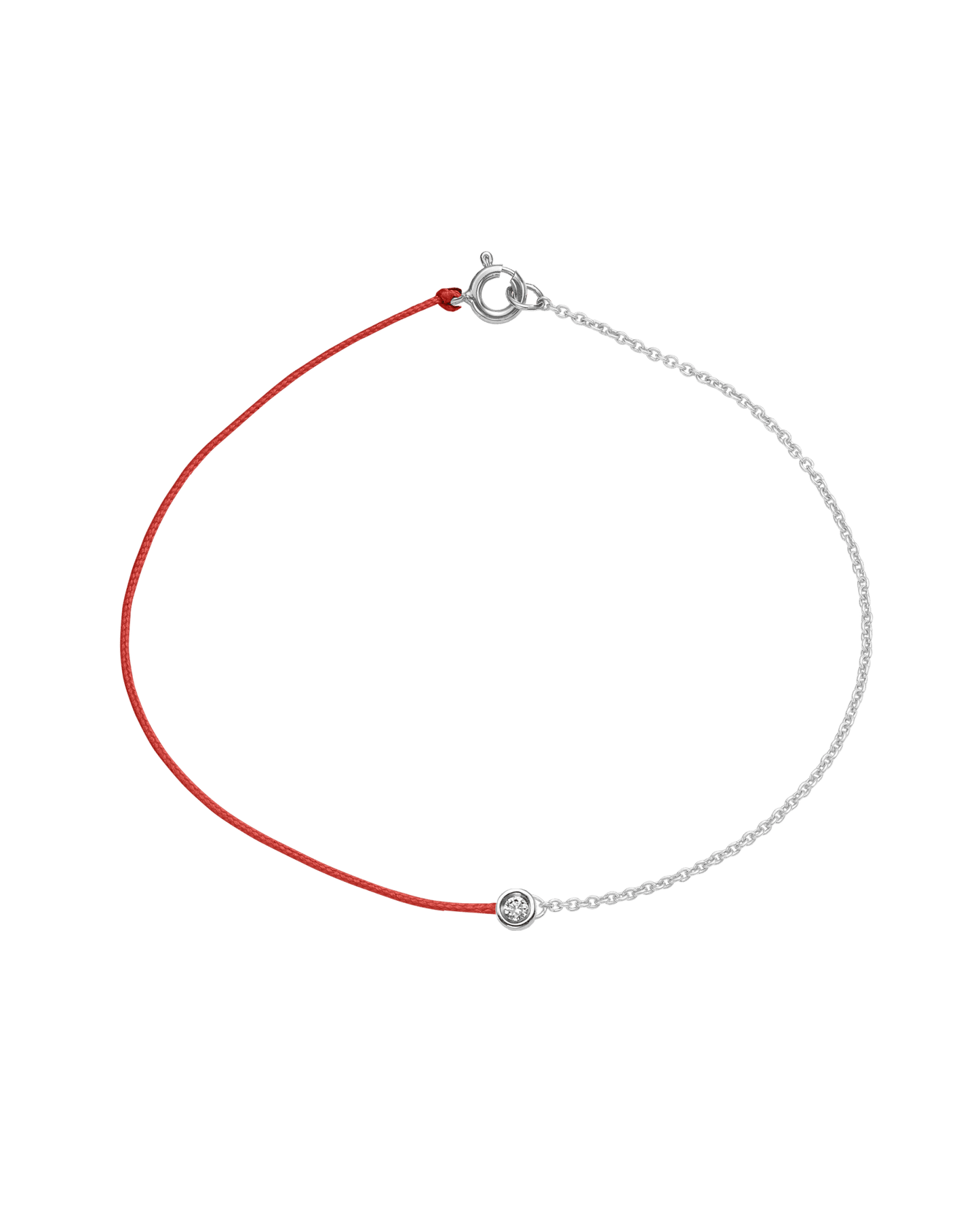 The Half Chain String of Love - 14K White Gold Bracelet 14K Solid Gold Red Small: 0.03ct Small 6 Inches