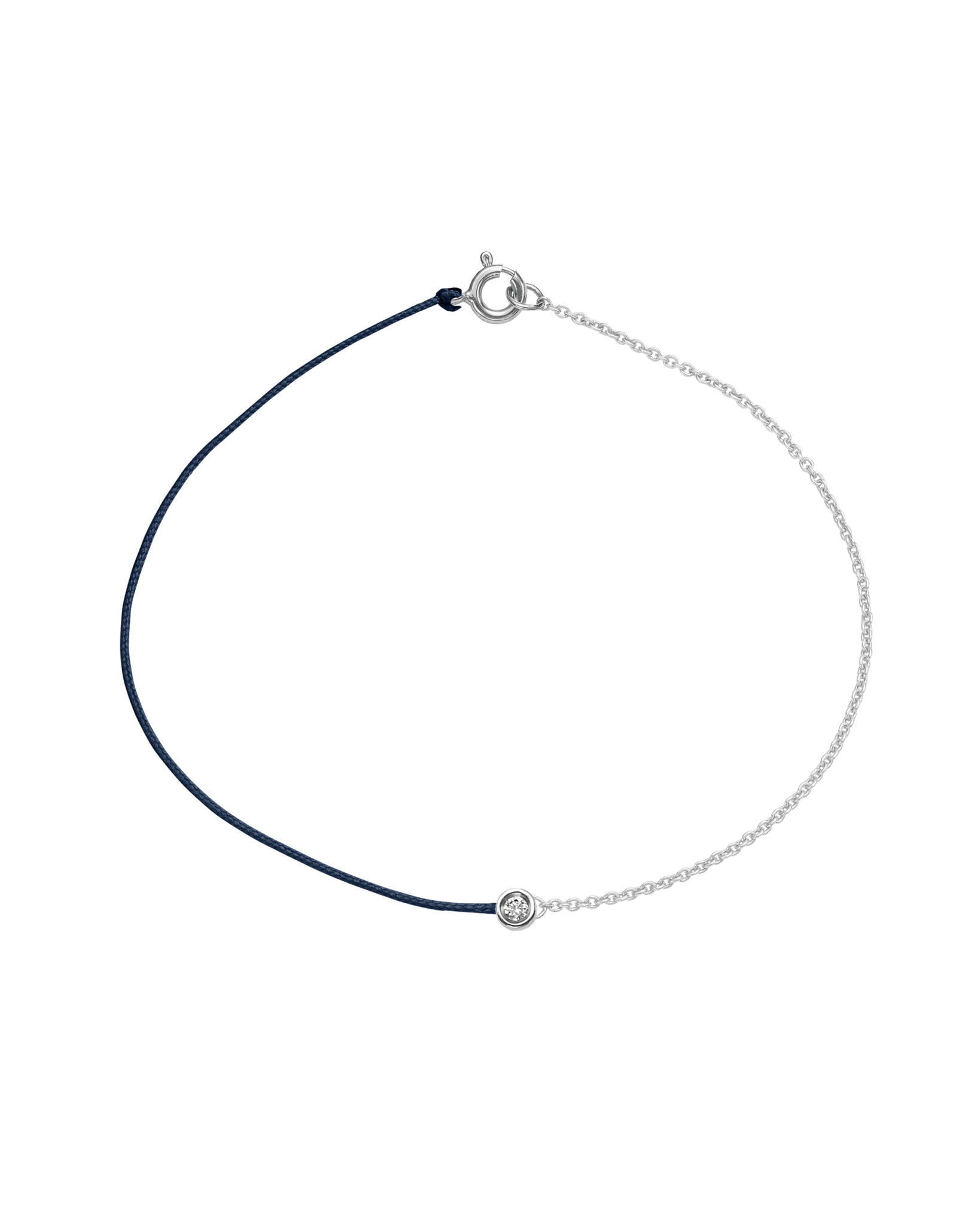 The Half Chain String of Love - 14K White Gold Bracelet 14K Solid Gold Navy Blue Small: 0.03ct Small 6 Inches