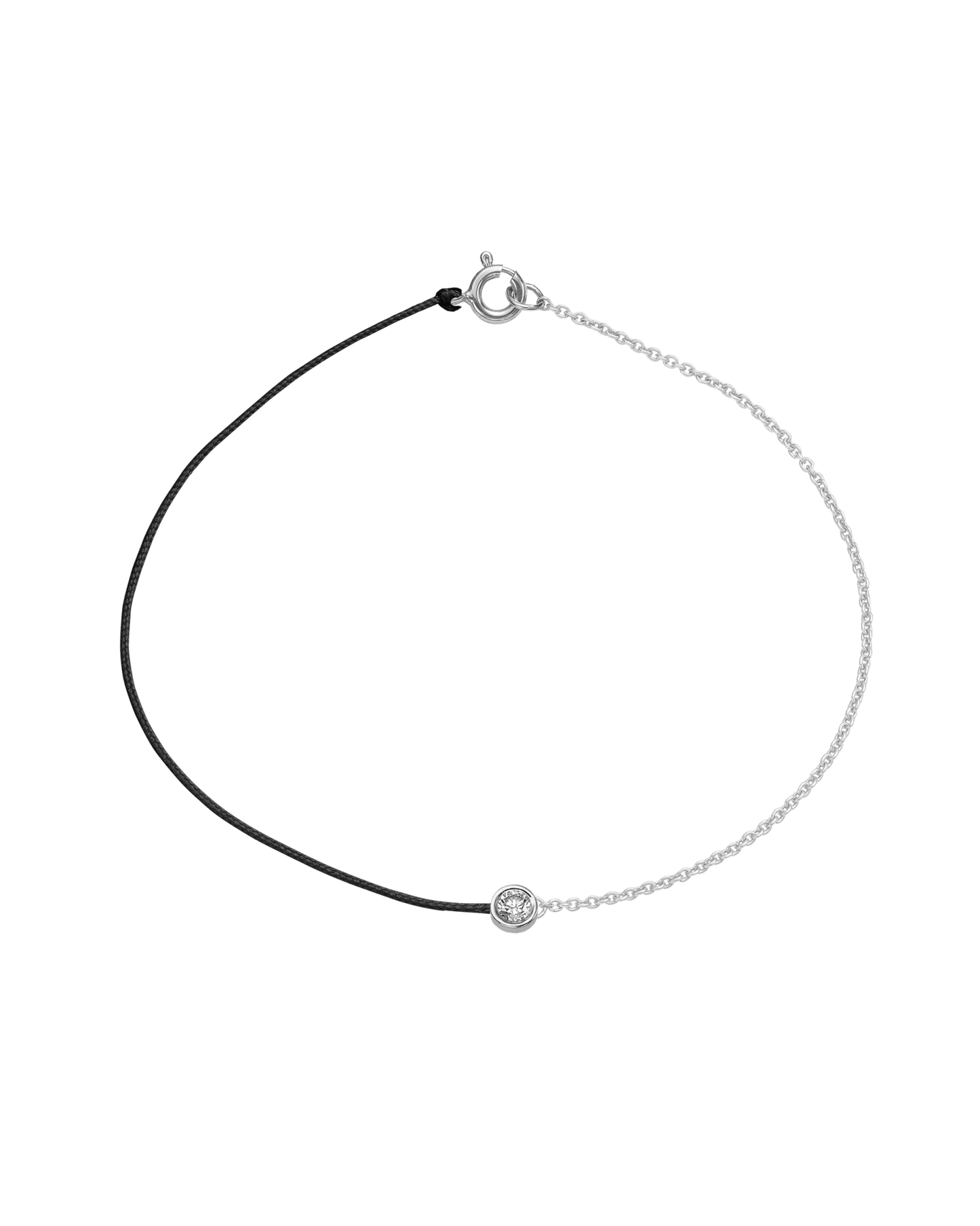 The Half Chain String of Love - 14K White Gold Bracelet 14K Solid Gold Black Large: 0.1ct Small 6 Inches