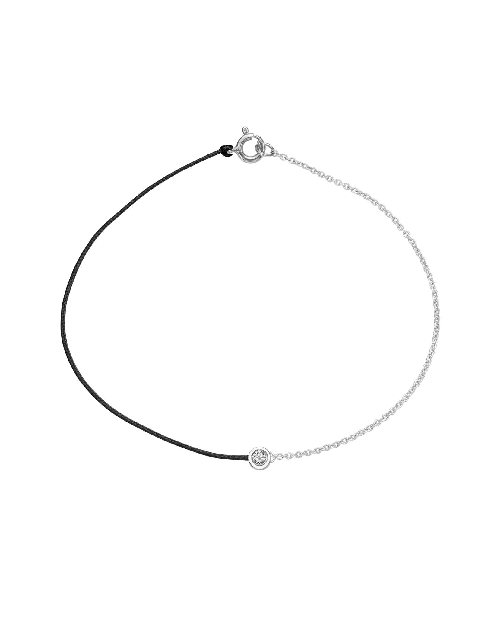 The Half Chain String of Love - 14K White Gold Bracelet 14K Solid Gold Black Medium: 0.04ct Small 6 Inches