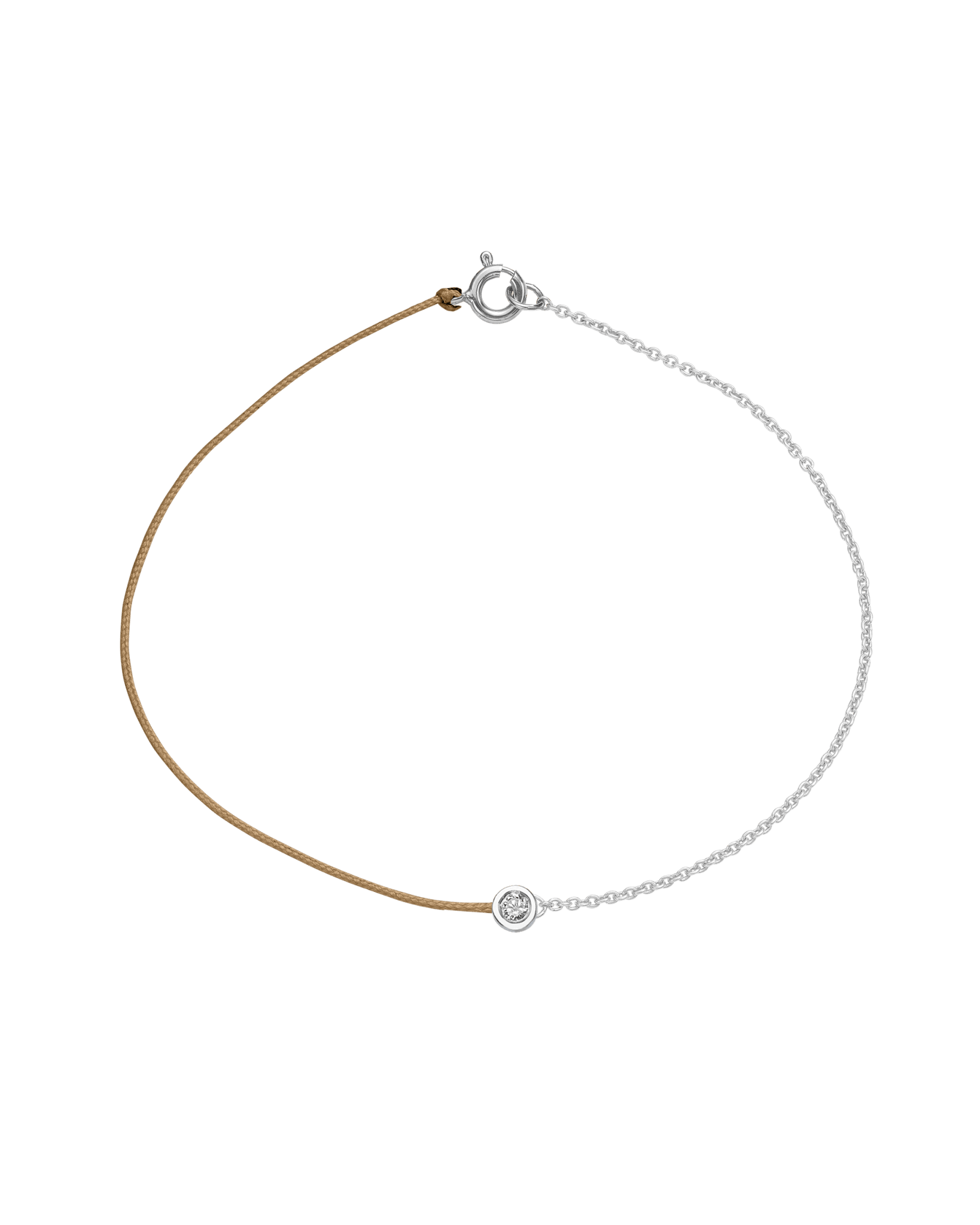 The Half Chain String of Love - 14K White Gold Bracelet 14K Solid Gold Camel Medium: 0.04ct Small 6 Inches