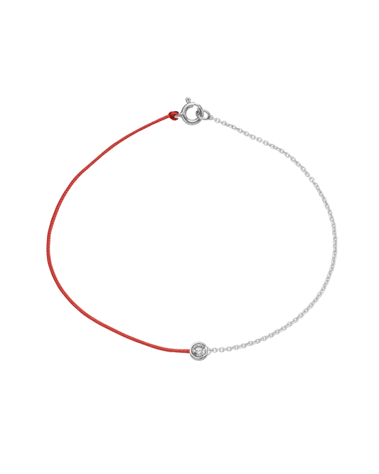 The Half Chain String of Love - 14K White Gold Bracelet 14K Solid Gold Red Large: 0.1ct Small 6 Inches