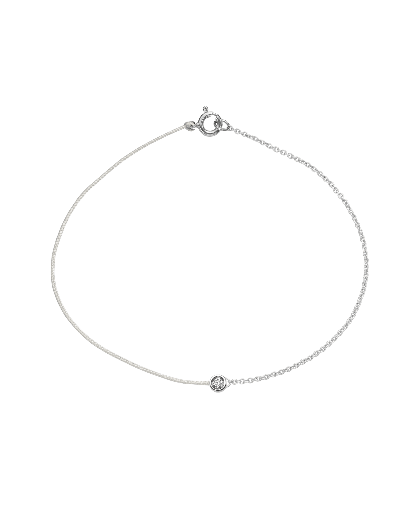 The Half Chain String of Love - 14K White Gold Bracelet 14K Solid Gold Pearl Small: 0.03ct Small 6 Inches