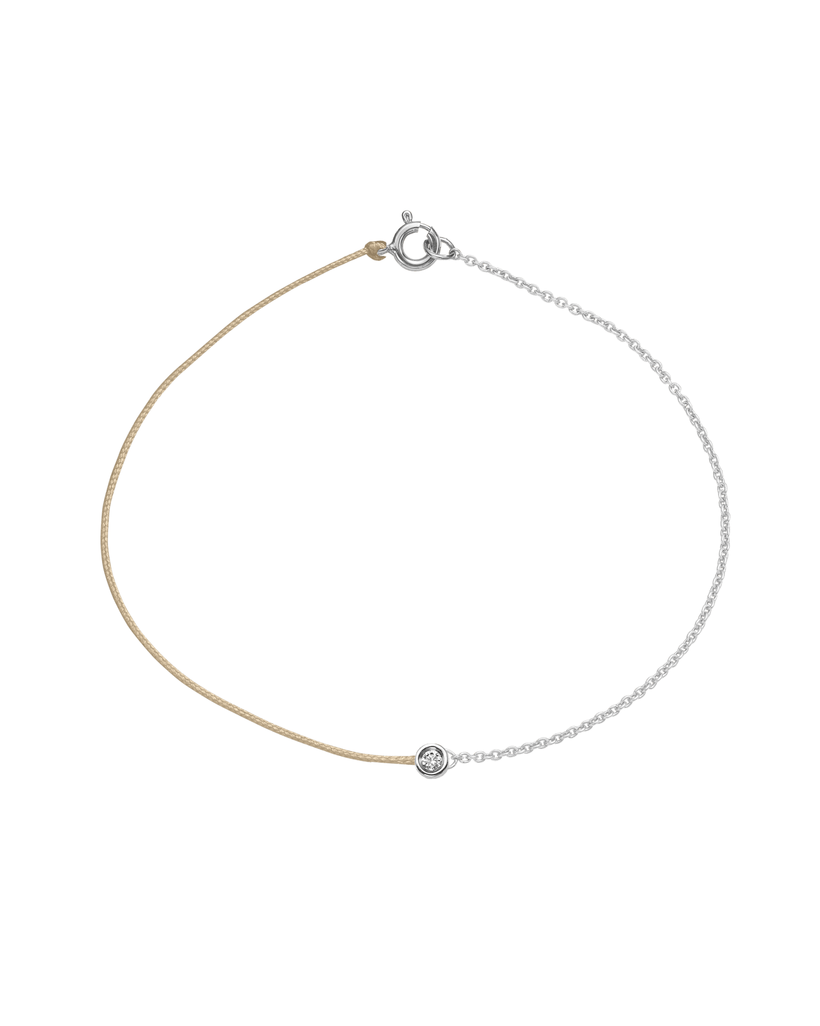 The Half Chain String of Love - 14K White Gold Bracelet 14K Solid Gold Beige Small: 0.03ct Small 6 Inches