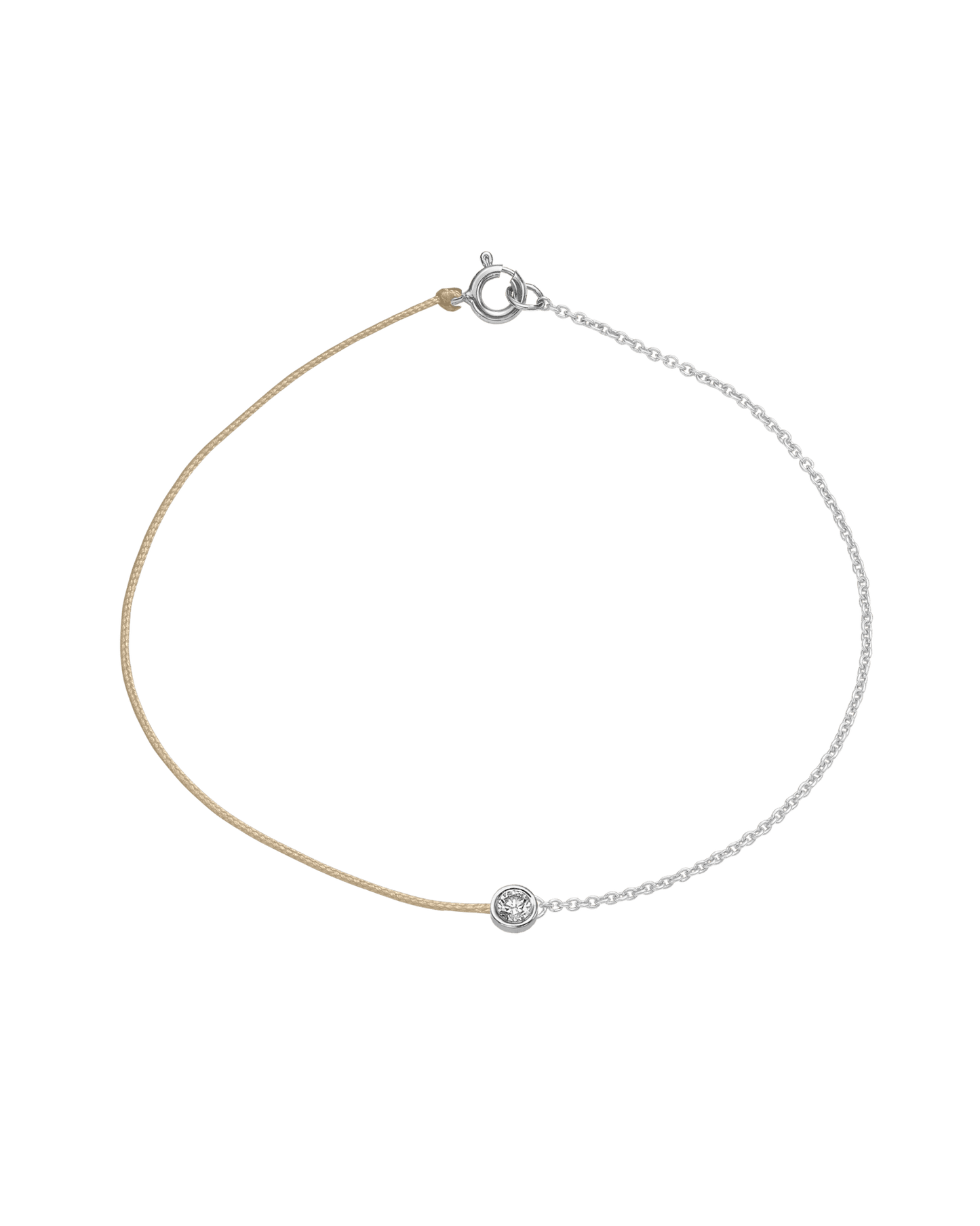 The Half Chain String of Love - 14K White Gold Bracelet 14K Solid Gold Beige Large: 0.1ct Small 6 Inches