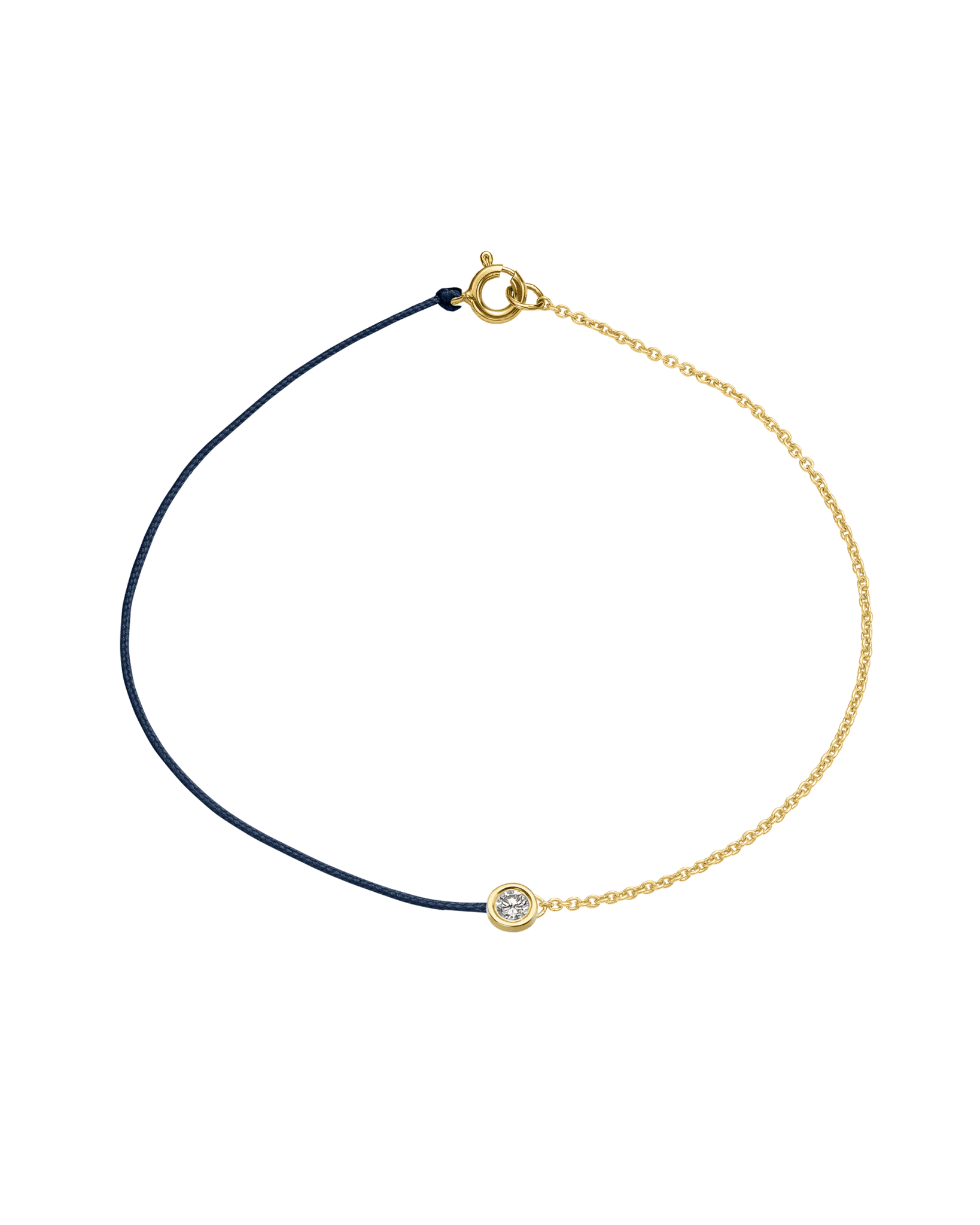 The Half Chain String of Love - 14K Yellow Gold Bracelet 14K Solid Gold Navy Blue Large: 0.1ct Small 6 Inches