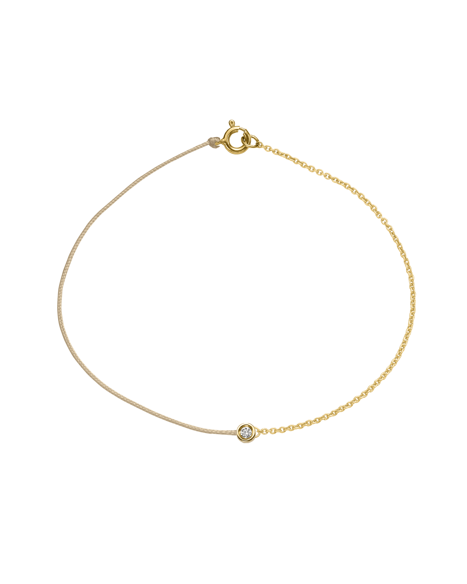 The Half Chain String of Love - 14K Yellow Gold Bracelet 14K Solid Gold Beige Small: 0.03ct Small 6 Inches