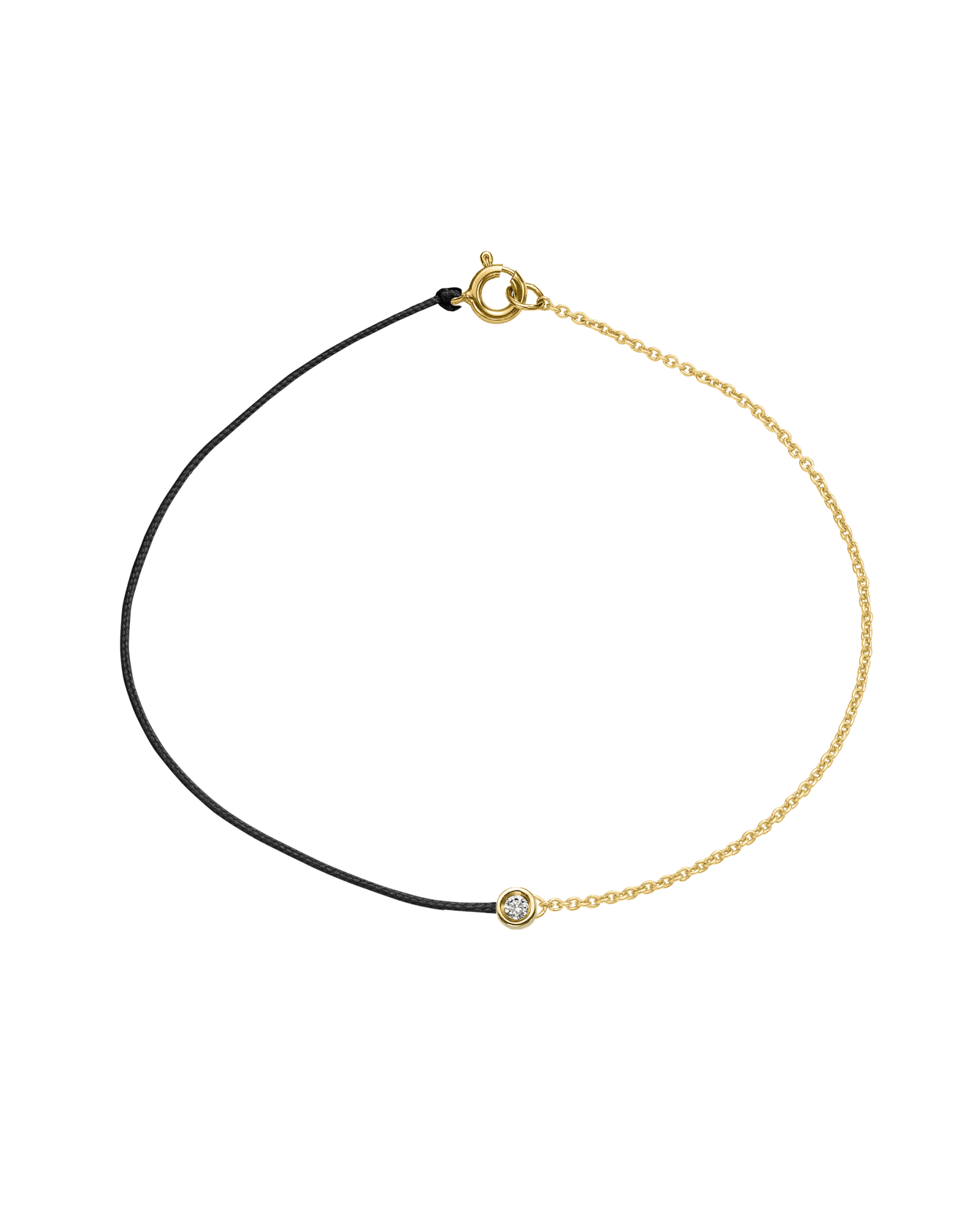 The Half Chain String of Love - 14K Yellow Gold Bracelet 14K Solid Gold Black Small: 0.03ct Small 6 Inches