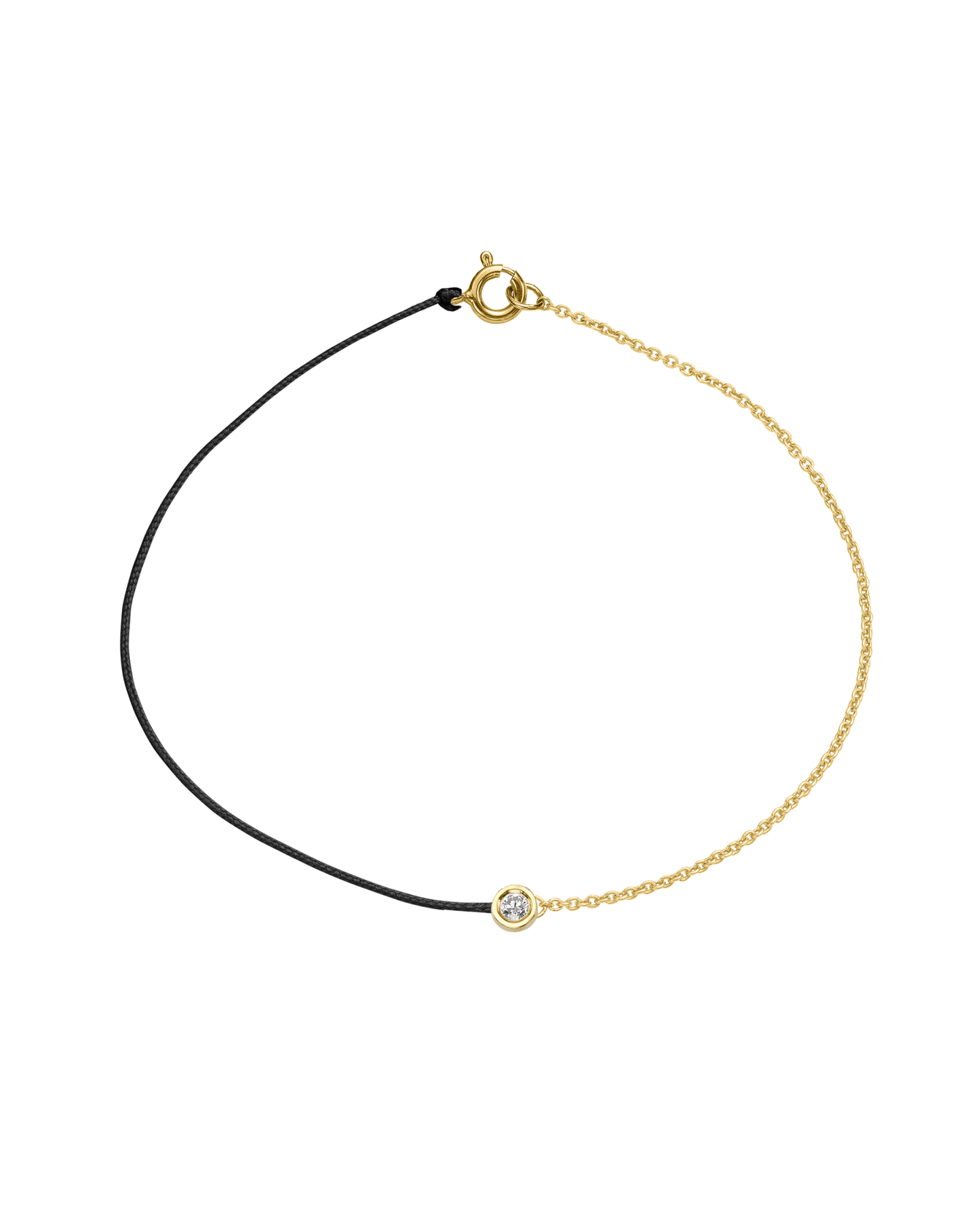 The Half Chain String of Love - 14K Yellow Gold Bracelet 14K Solid Gold Black Medium: 0.04ct Small 6 Inches
