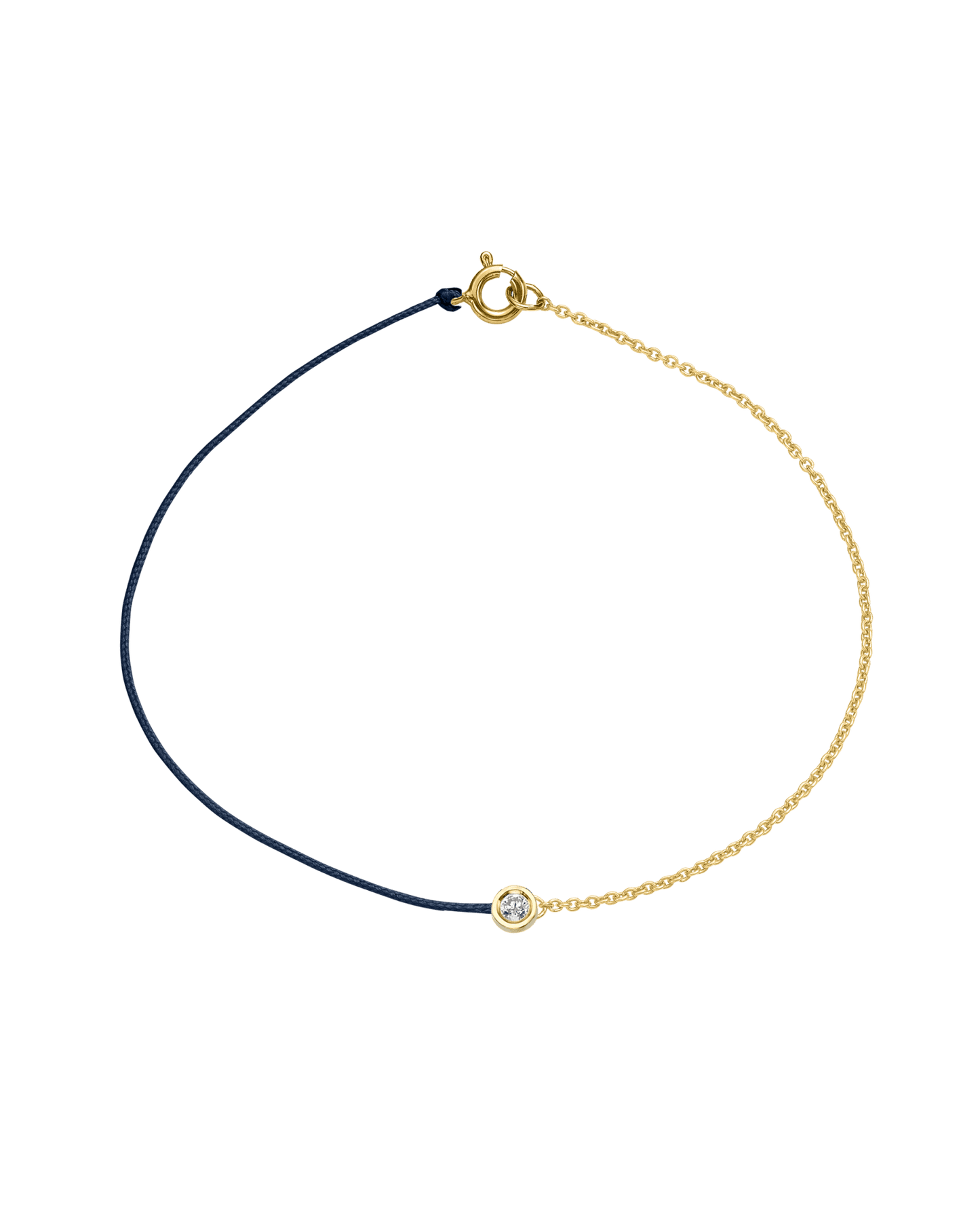 The Half Chain String of Love - 14K Yellow Gold Bracelet 14K Solid Gold Navy Blue Medium: 0.04ct Small 6 Inches