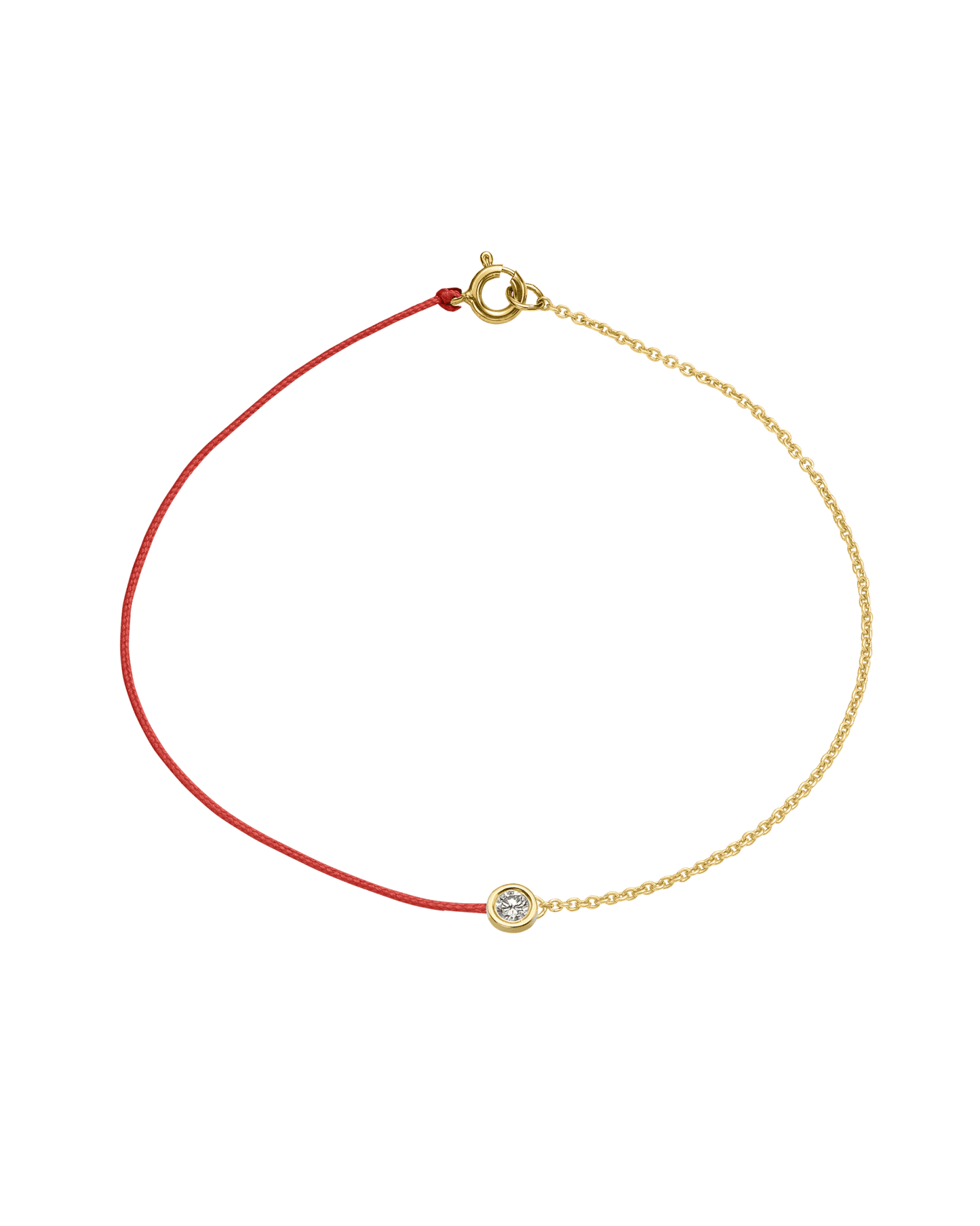 The Half Chain String of Love - 14K Yellow Gold Bracelet 14K Solid Gold Red Large: 0.1ct Small 6 Inches
