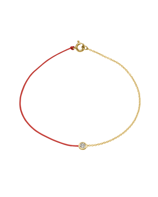 The Half Chain String of Love - 14K Yellow Gold Bracelet 14K Solid Gold Red Large: 0.1ct Small 6 Inches