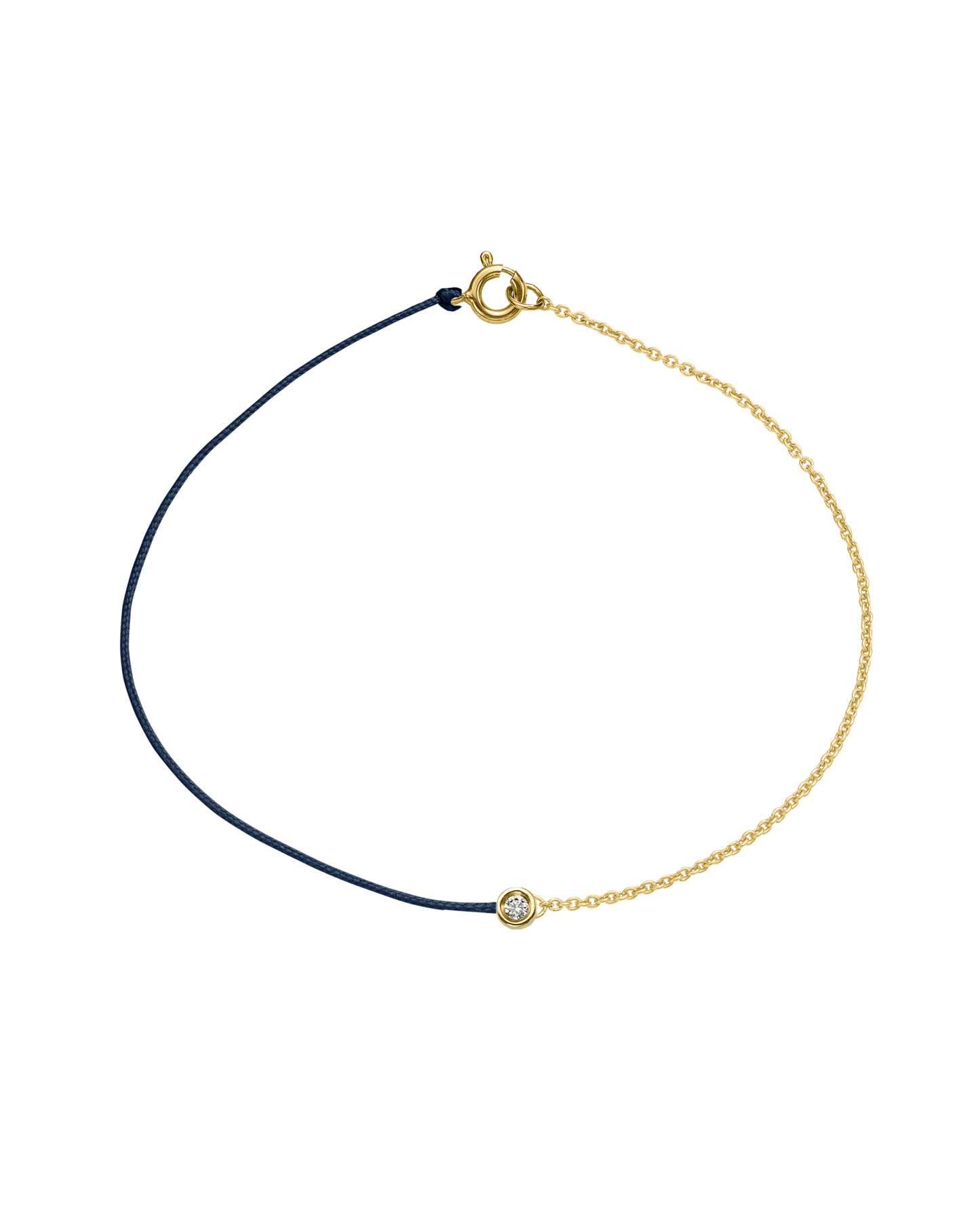 The Half Chain String of Love - 14K Yellow Gold Bracelet 14K Solid Gold Navy Blue Small: 0.03ct Small 6 Inches