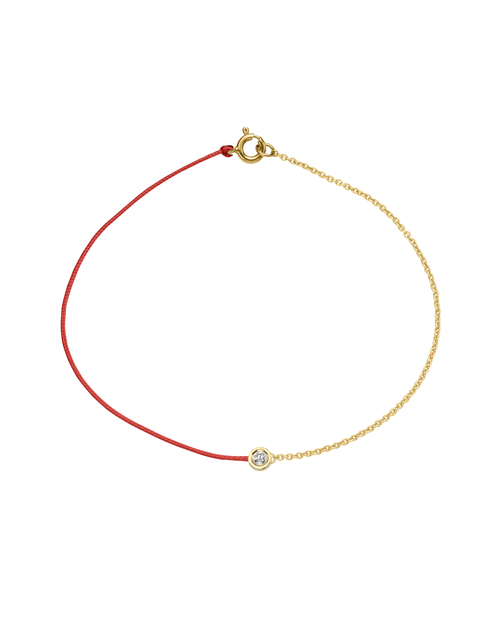 The Half Chain String of Love - 14K Yellow Gold Bracelet 14K Solid Gold Red Medium: 0.04ct Small 6 Inches