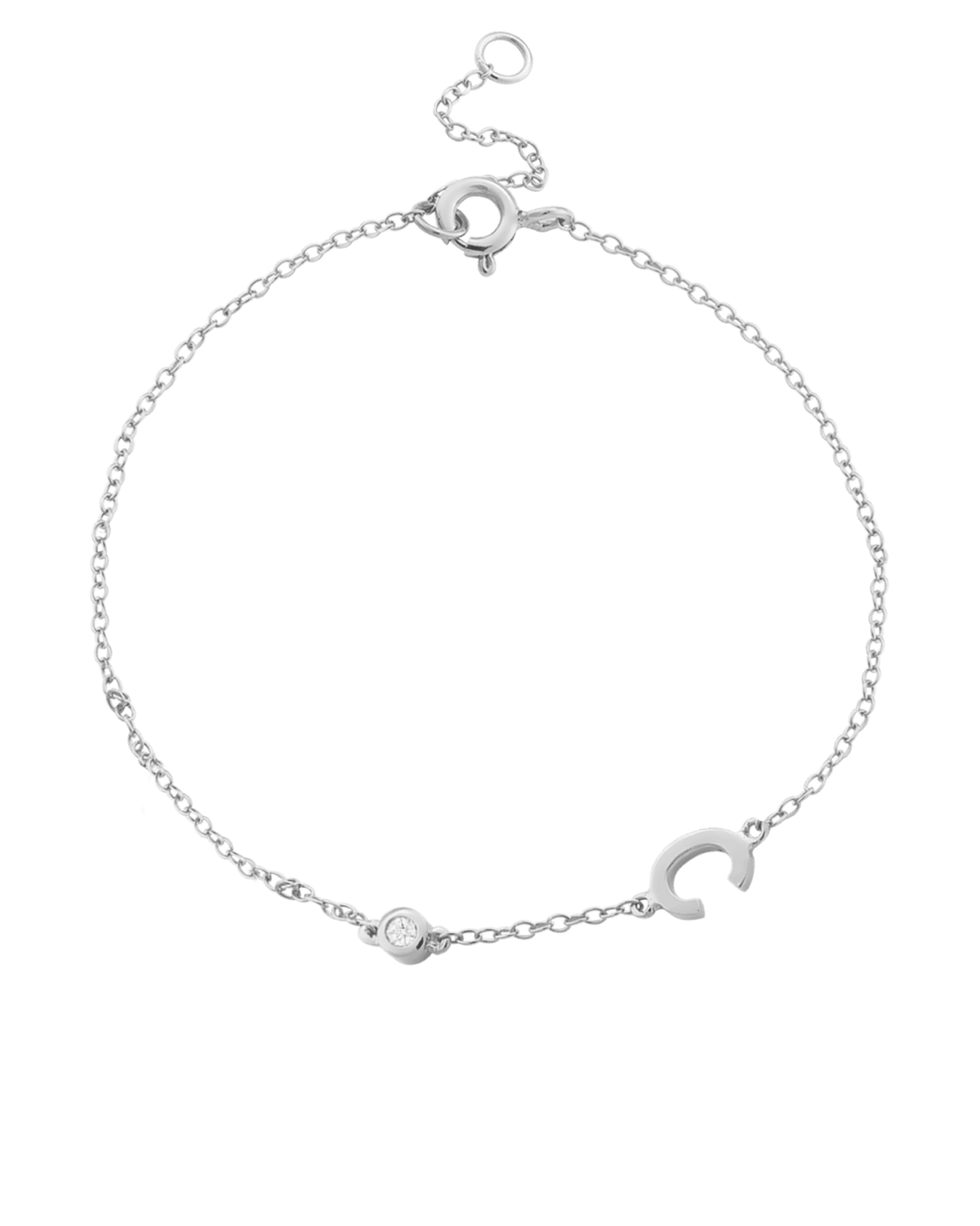 The Initial Bracelet with Diamonds - 925 Sterling Silver Bracelets magal-dev 1 Initial + 1 Diamond 6"-7" (S-M wrist 