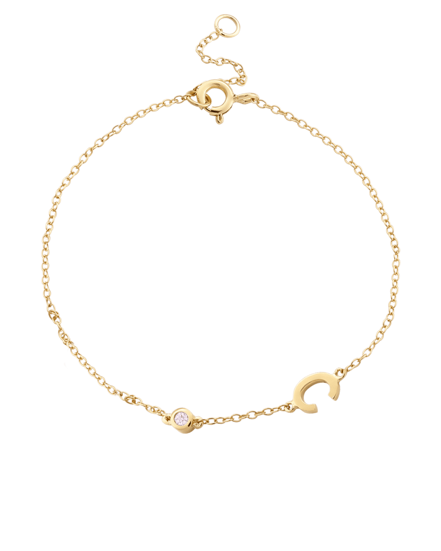 The Initial Bracelet with Diamonds - 18K Gold Vermeil Bracelets magal-dev 1 Initial + 1 Diamond 6"-7" (S-M wrist) 